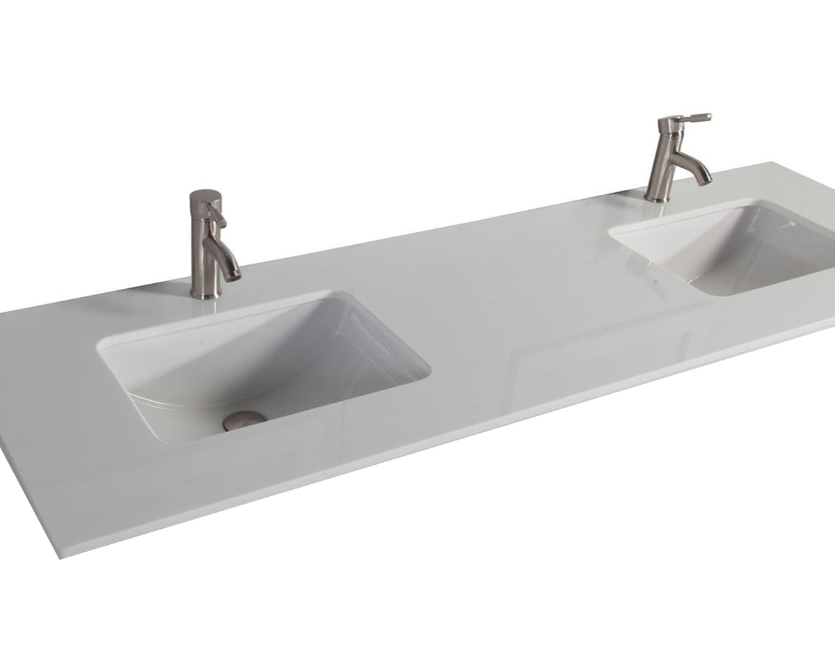 White Microstone Top w/Single Ceramic Sink