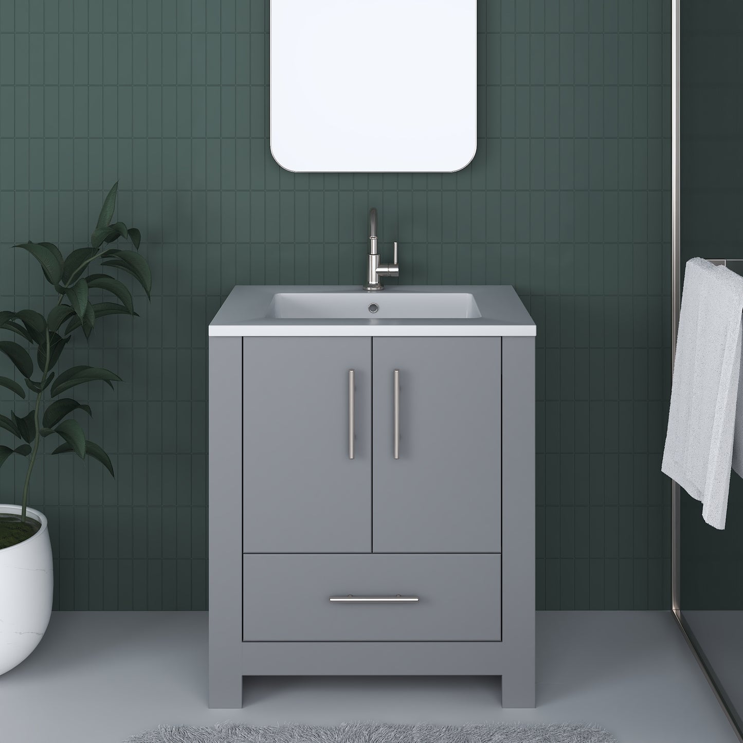 Boston 30" Bathroom Vanity with Acrylic integrated counter top