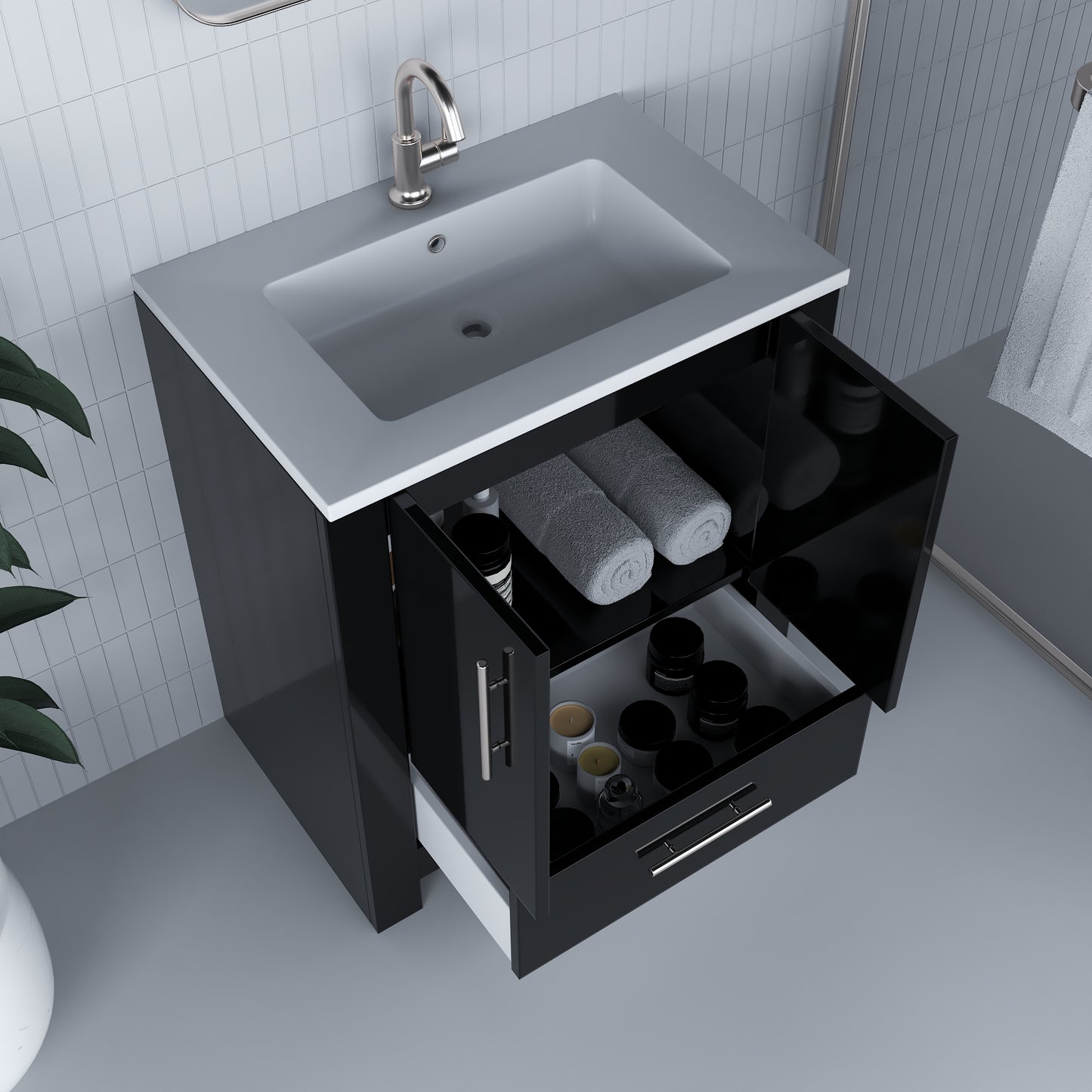 Boston 30" Bathroom Vanity with Acrylic integrated counter top