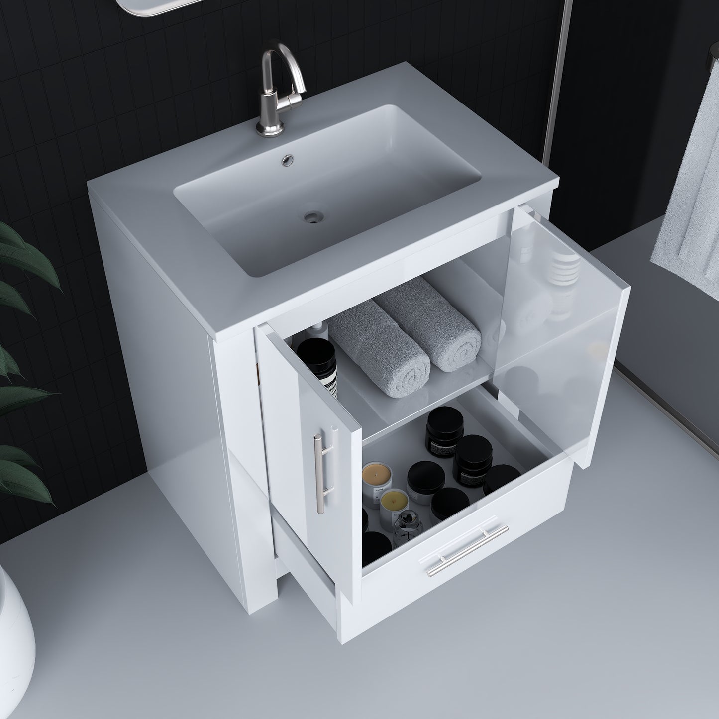 Boston 30" Bathroom Vanity with Acrylic integrated counter top