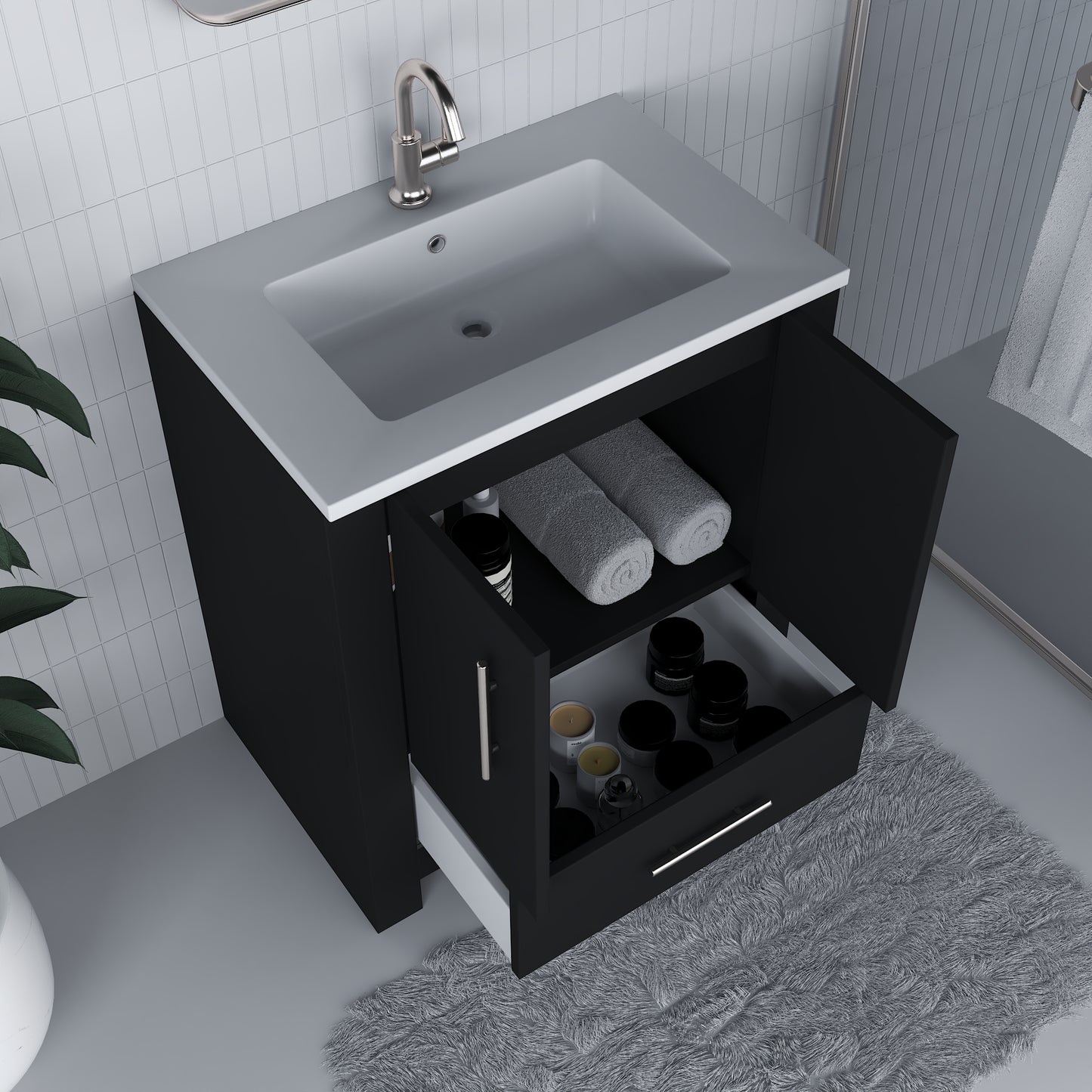 Boston 30" Bathroom Vanity with Acrylic integrated counter top