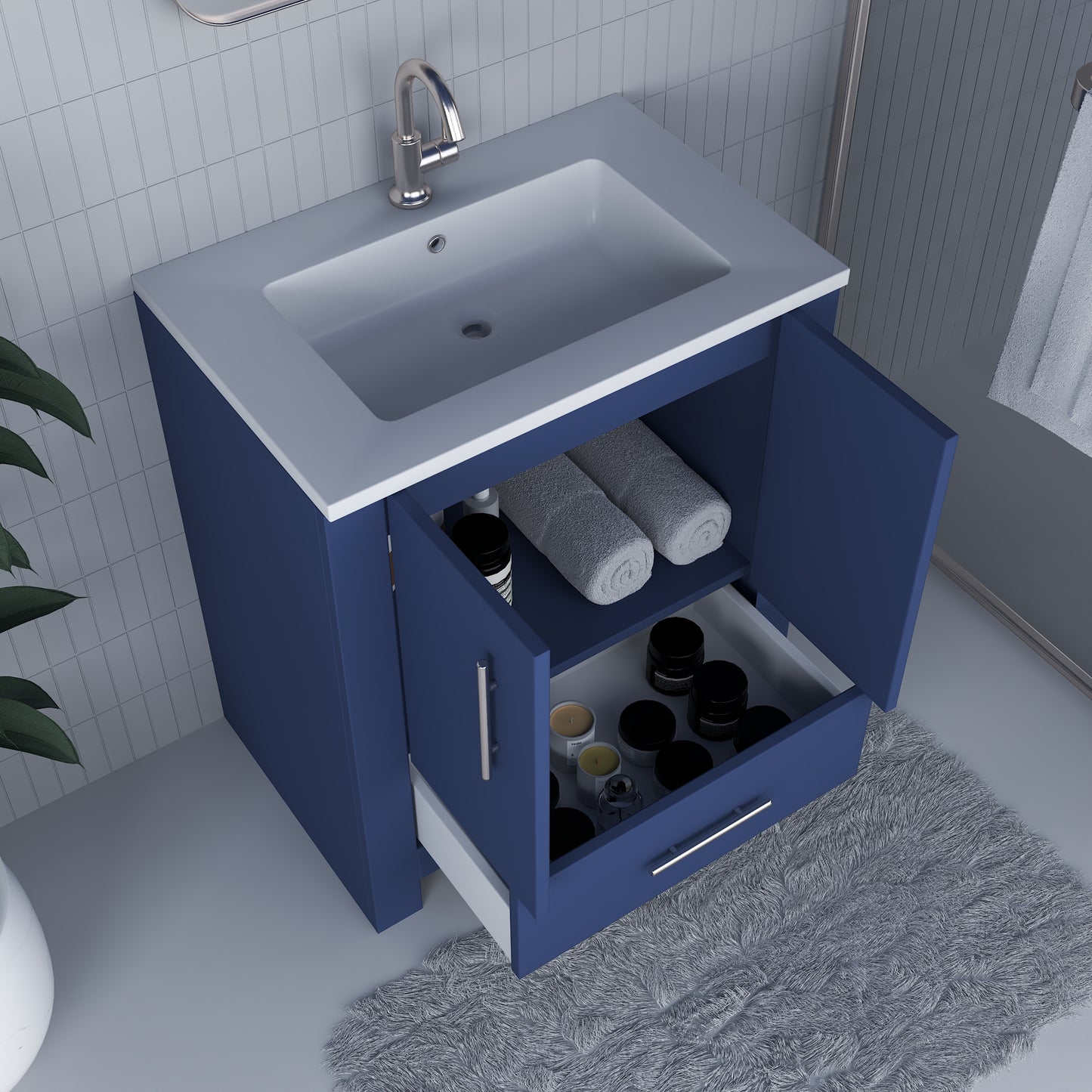 Boston 30" Bathroom Vanity with Acrylic integrated counter top