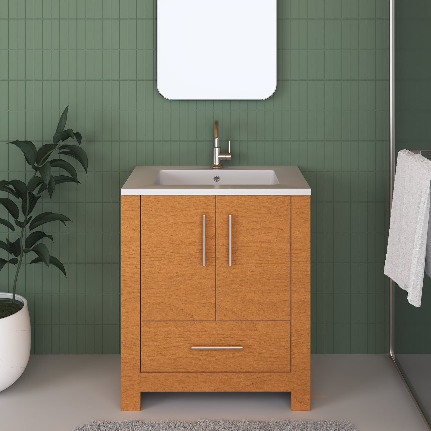 Boston 30" Bathroom Vanity with Acrylic integrated counter top