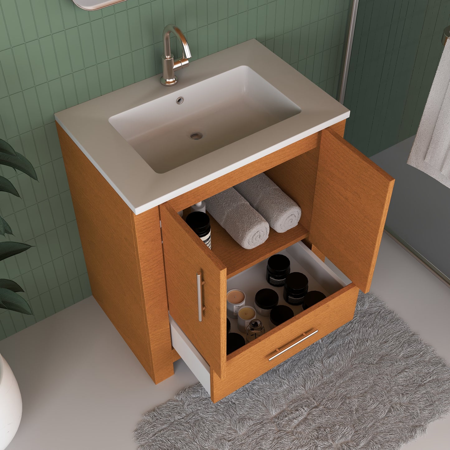 Boston 30" Bathroom Vanity with Acrylic integrated counter top