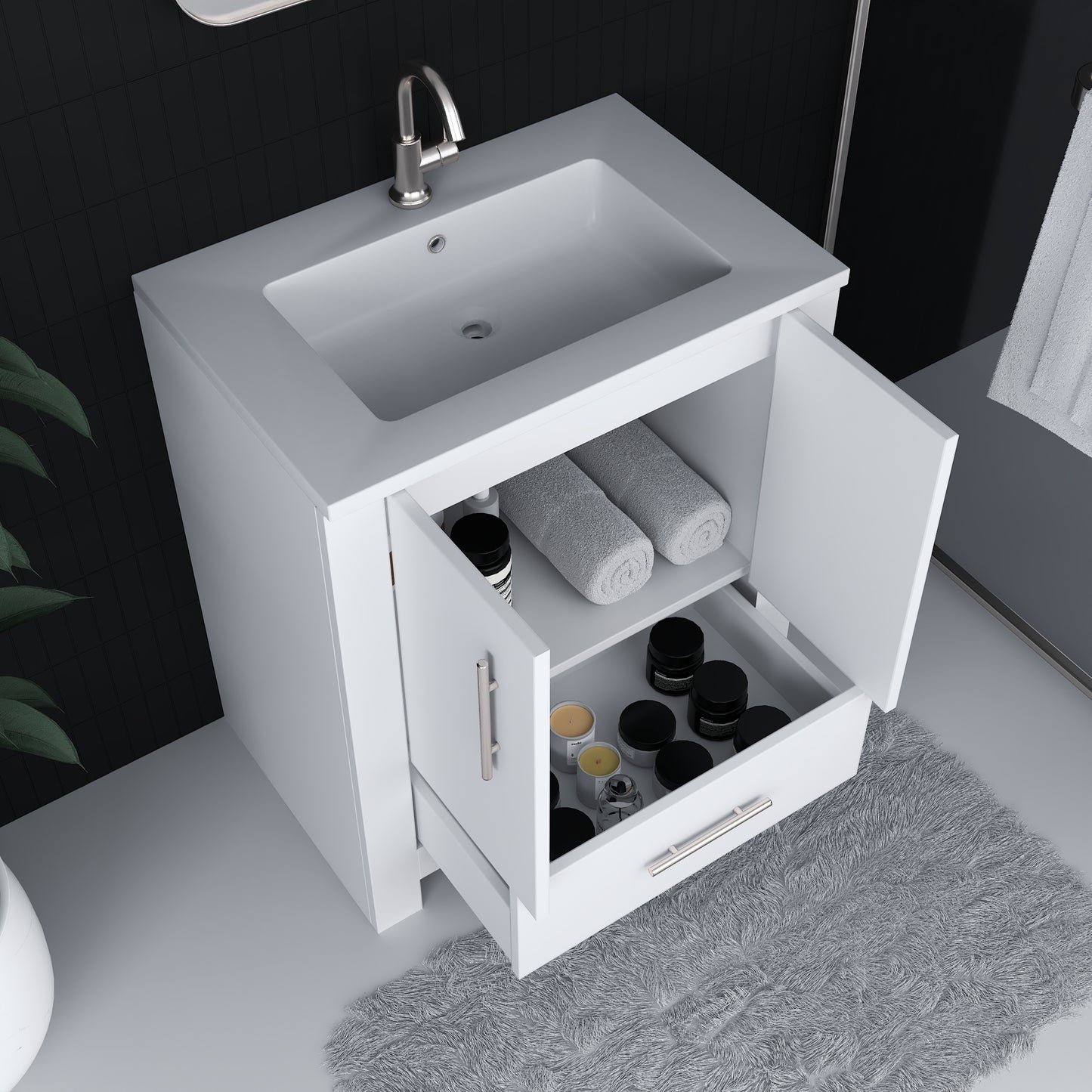 Boston 30" Bathroom Vanity with Acrylic integrated counter top