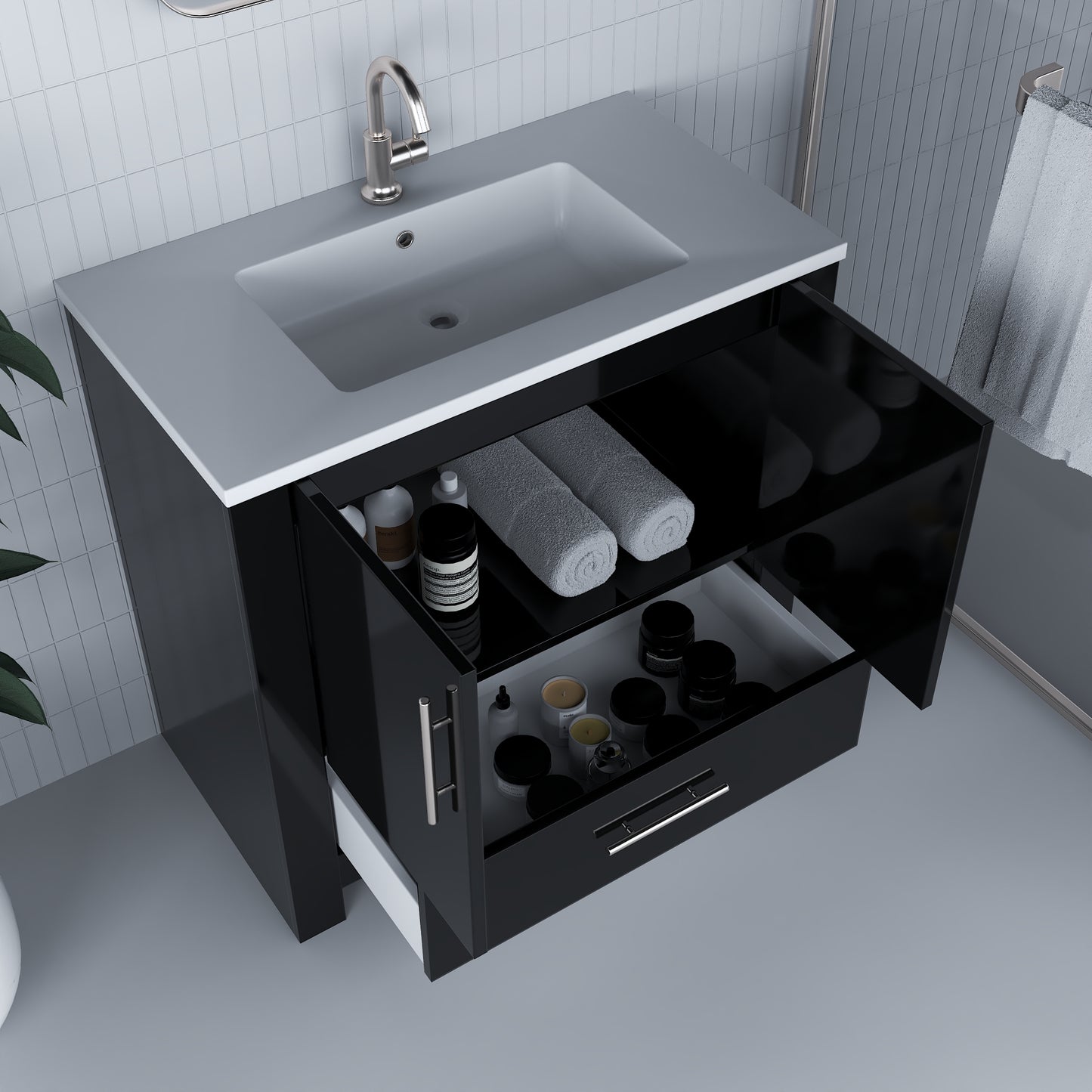 Boston 36" Bathroom Vanity with Acrylic integrated counter top