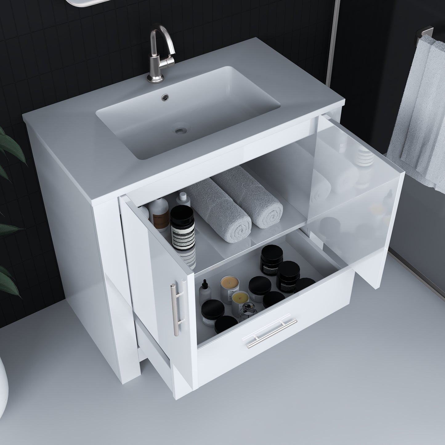 Boston 36" Bathroom Vanity with Acrylic integrated counter top