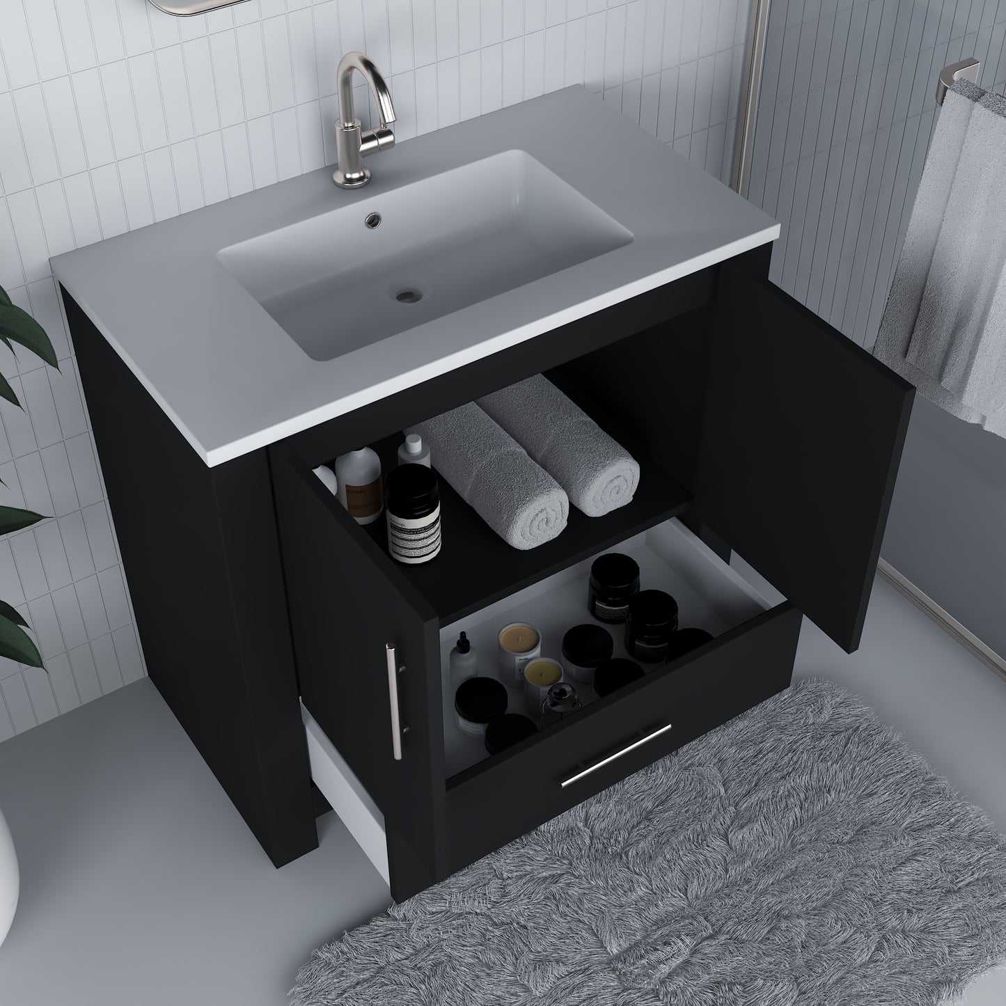 Boston 36" Bathroom Vanity with Acrylic integrated counter top