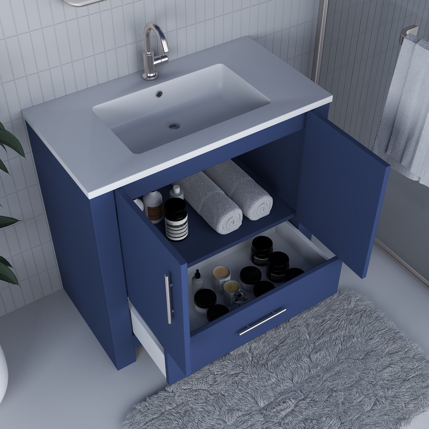 Boston 36" Bathroom Vanity with Acrylic integrated counter top