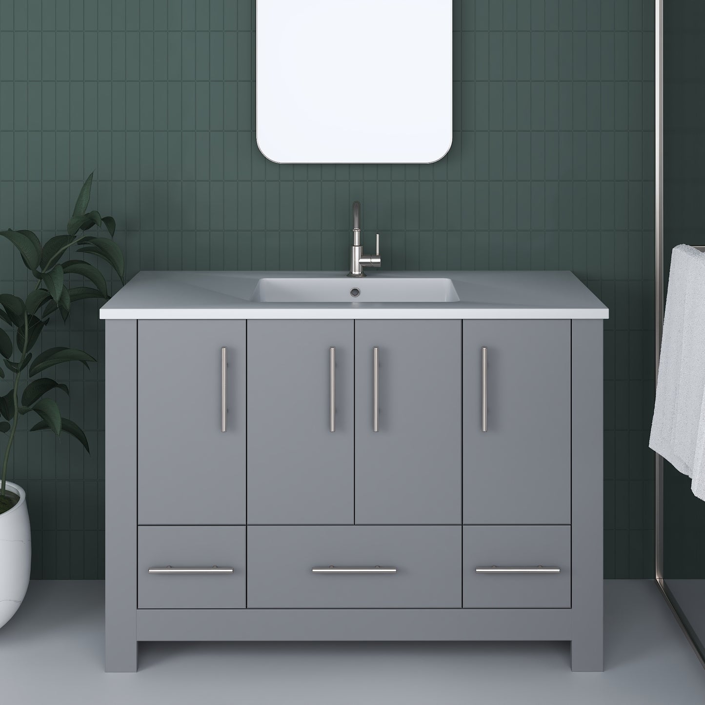 Boston 48" Bathroom Vanity with Acrylic integrated counter top
