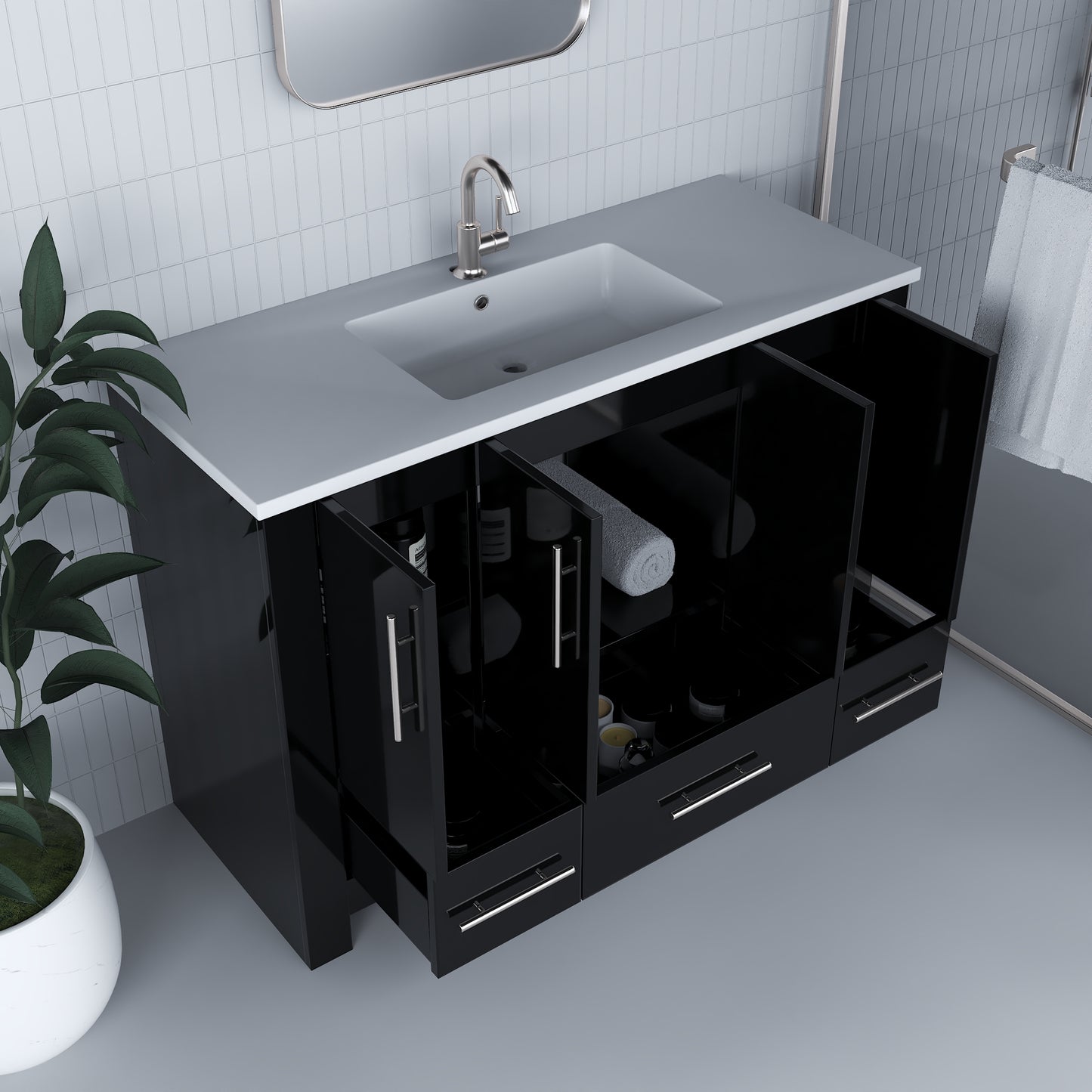 Boston 48" Bathroom Vanity with Acrylic integrated counter top