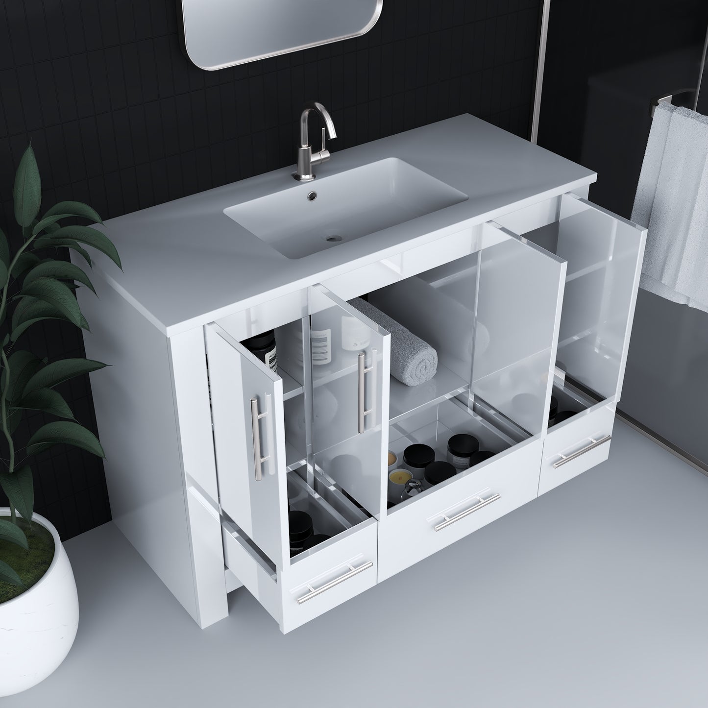 Boston 48" Bathroom Vanity with Acrylic integrated counter top
