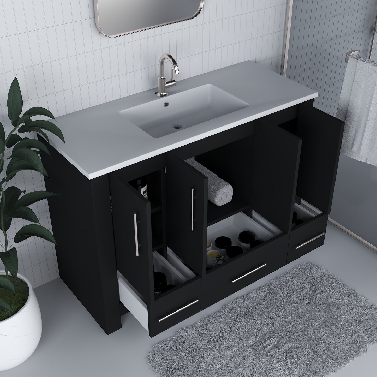 Boston 48" Bathroom Vanity with Acrylic integrated counter top
