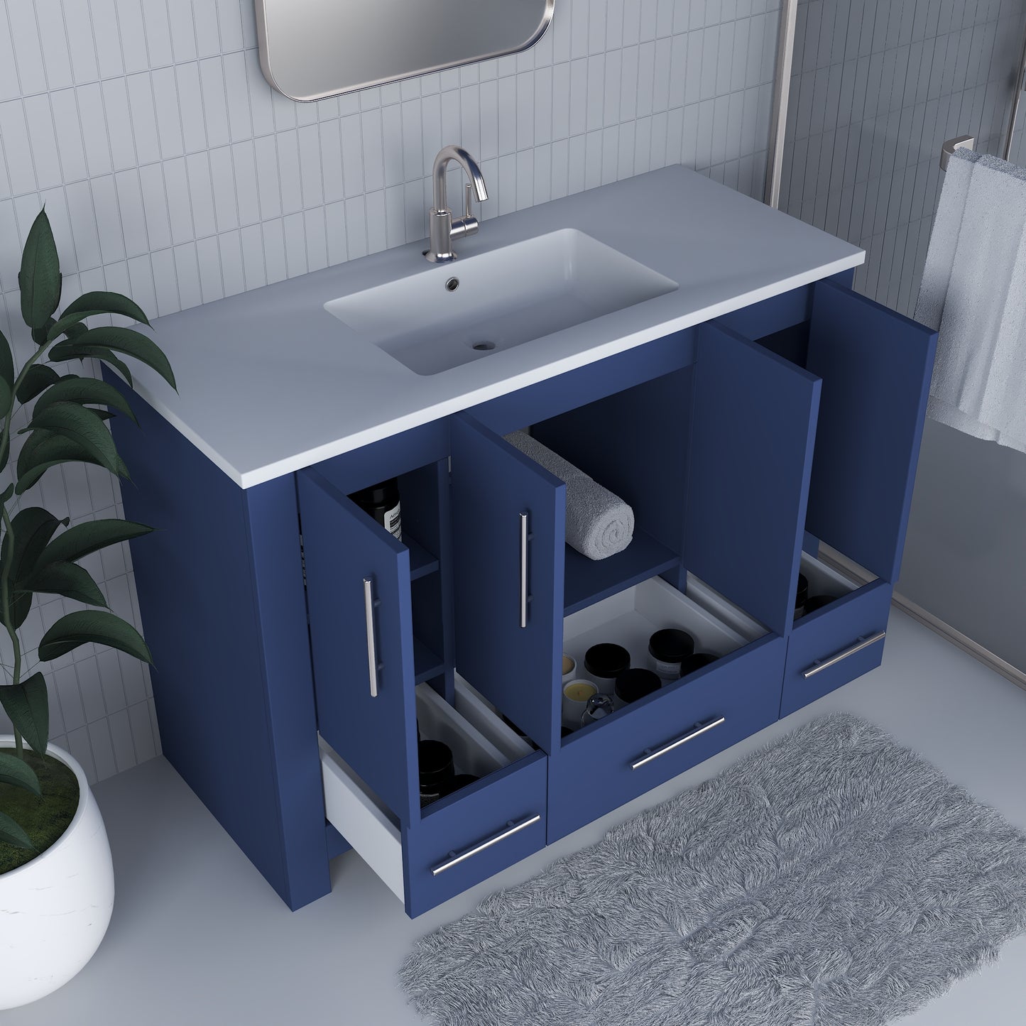 Boston 48" Bathroom Vanity with Acrylic integrated counter top
