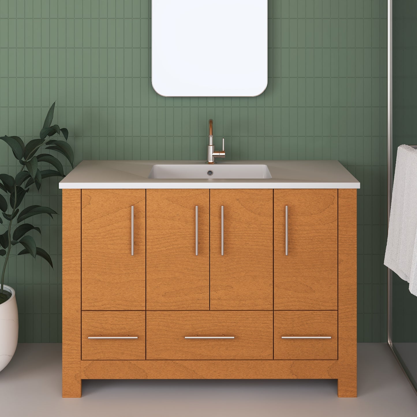 Boston 48" Bathroom Vanity with Acrylic integrated counter top