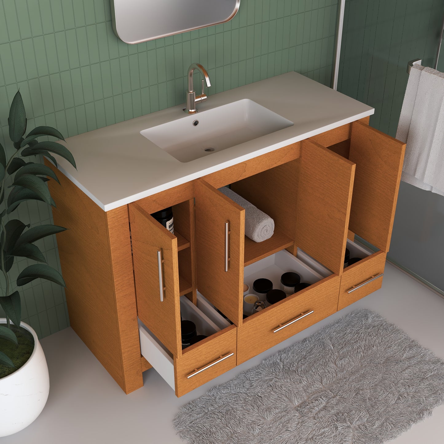 Boston 48" Bathroom Vanity with Acrylic integrated counter top