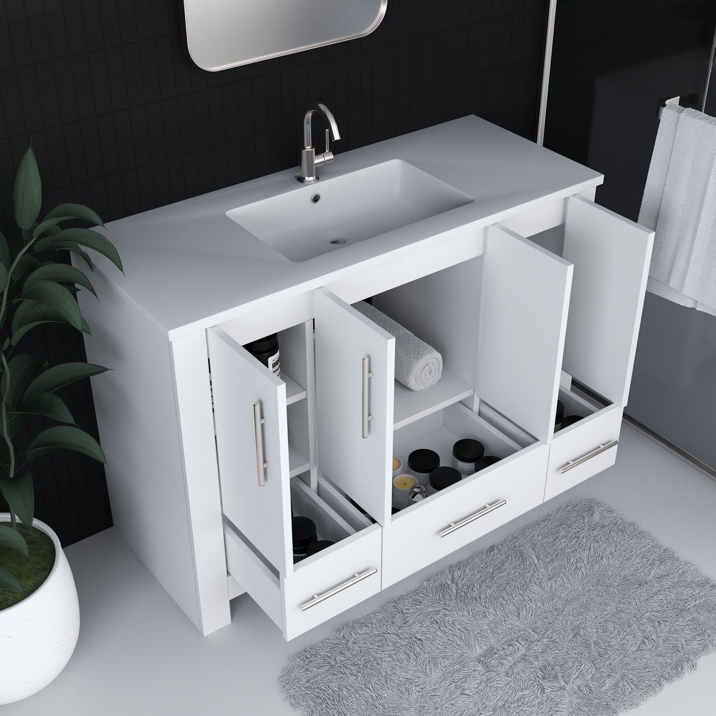 Boston 48" Bathroom Vanity with Acrylic integrated counter top