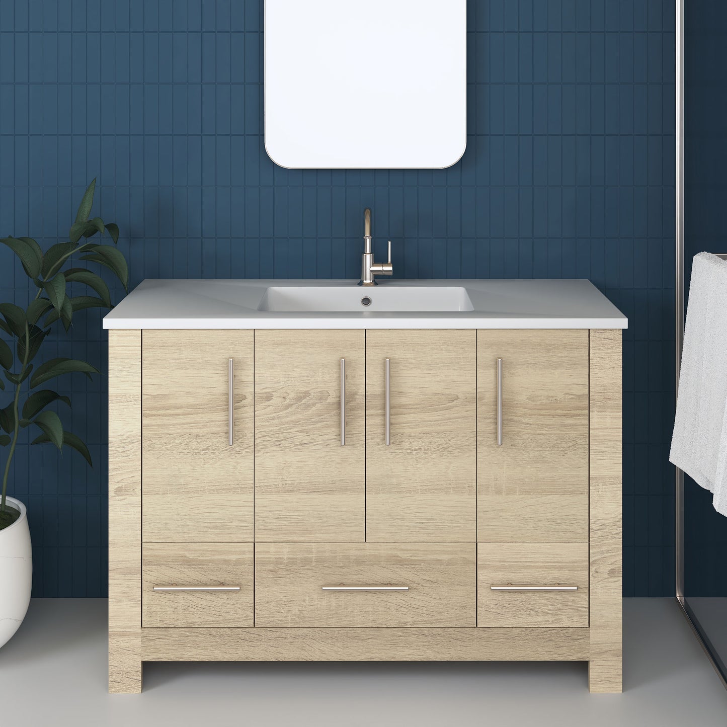 Boston 48" Bathroom Vanity with Acrylic integrated counter top