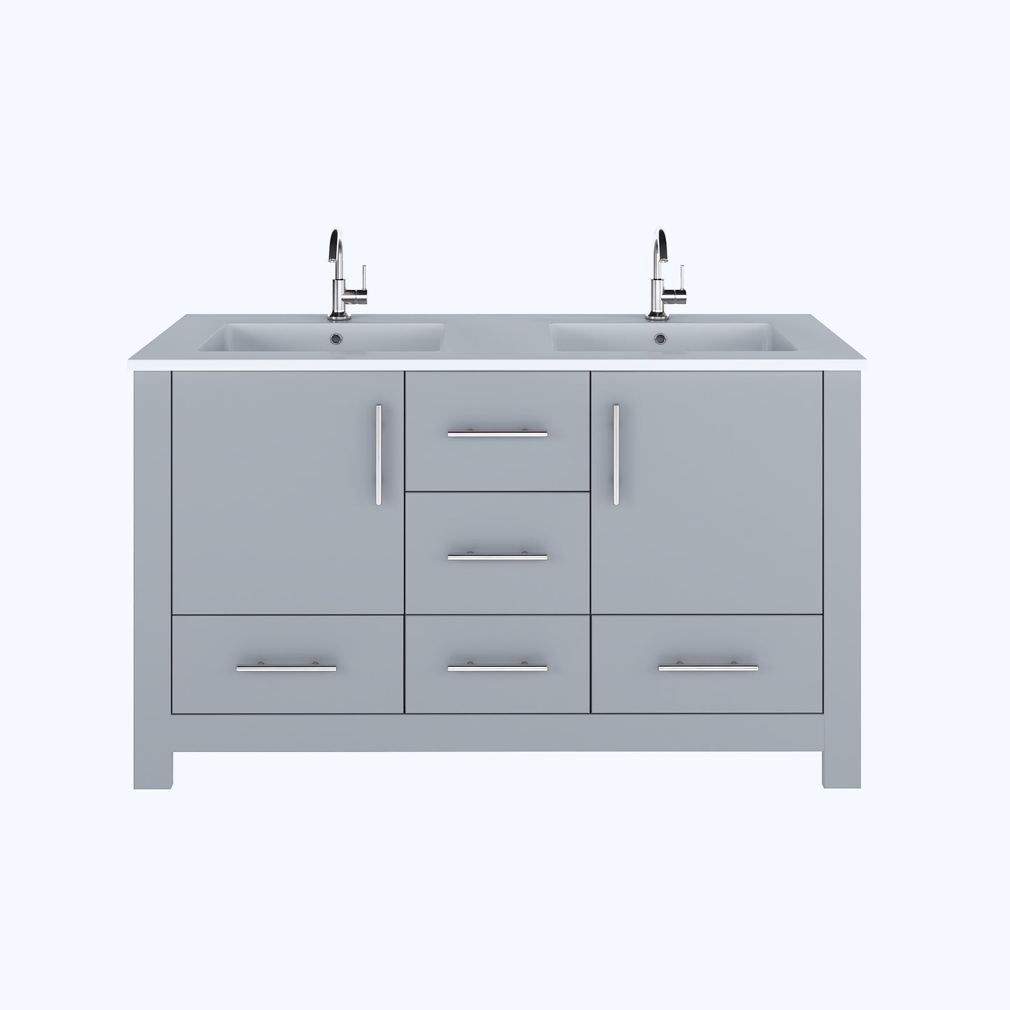 Boston 60" Double Sink Bathroom Vanity with Acrylic integrated counter top