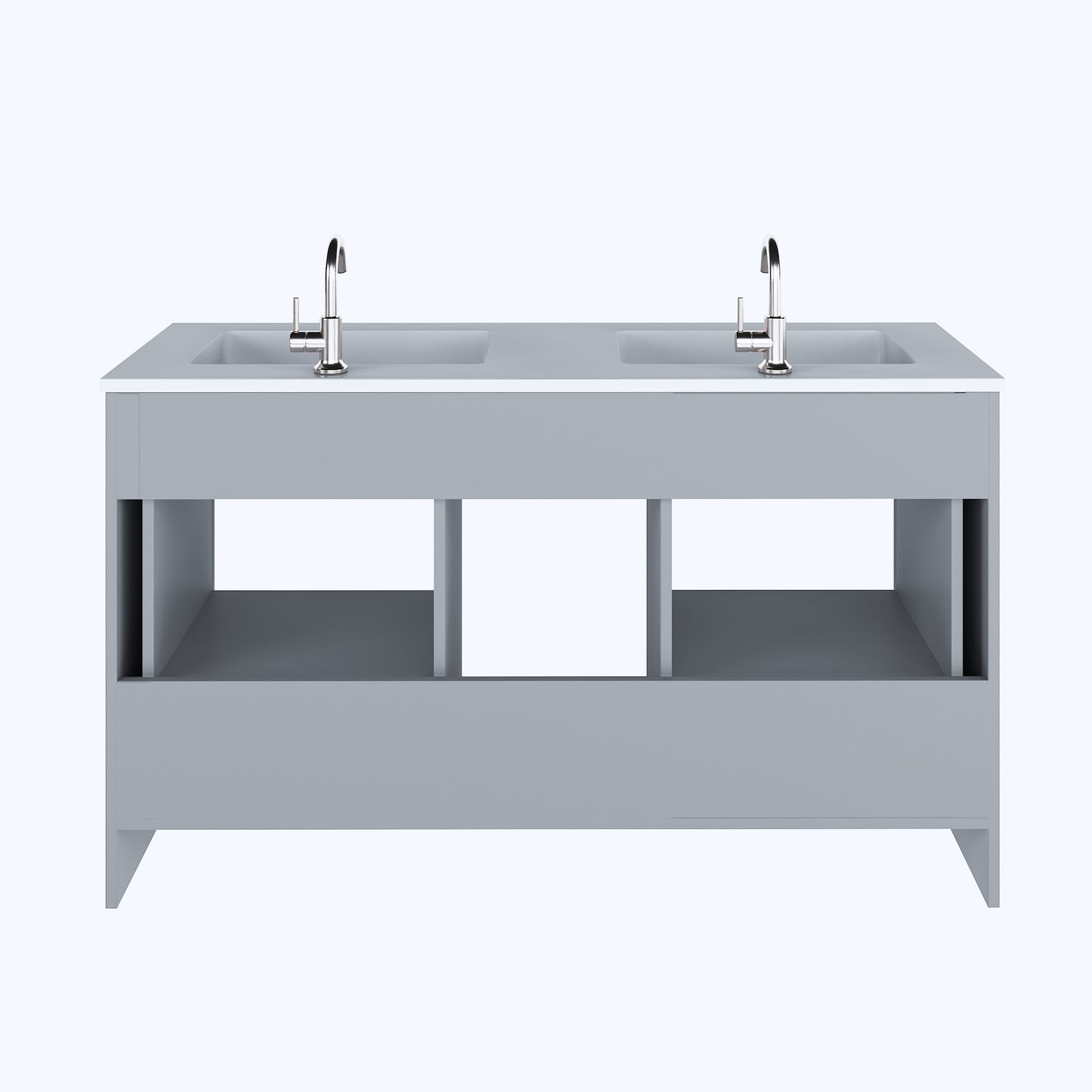 Boston 60" Double Sink Bathroom Vanity with Acrylic integrated counter top