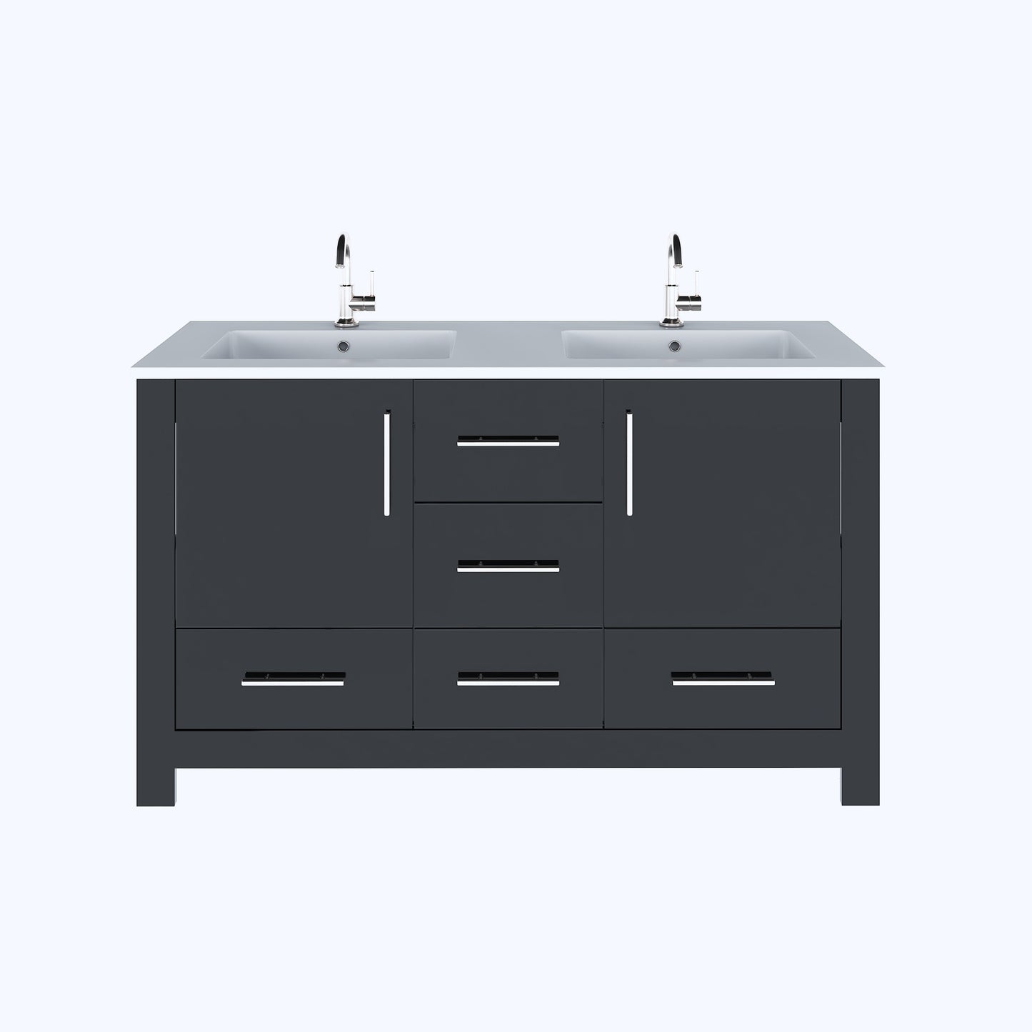 Boston 60" Double Sink Bathroom Vanity with Acrylic integrated counter top