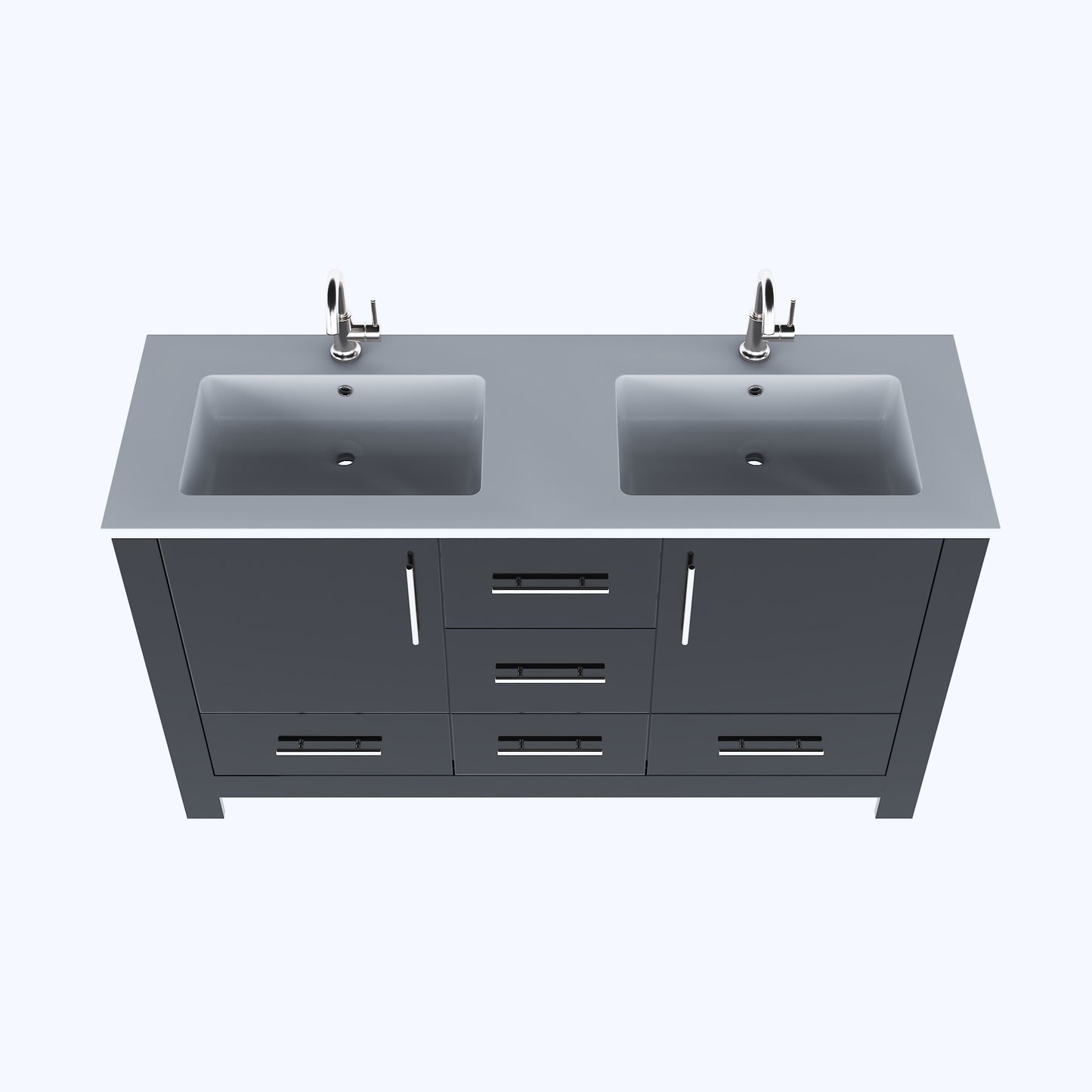 Boston 60" Double Sink Bathroom Vanity with Acrylic integrated counter top