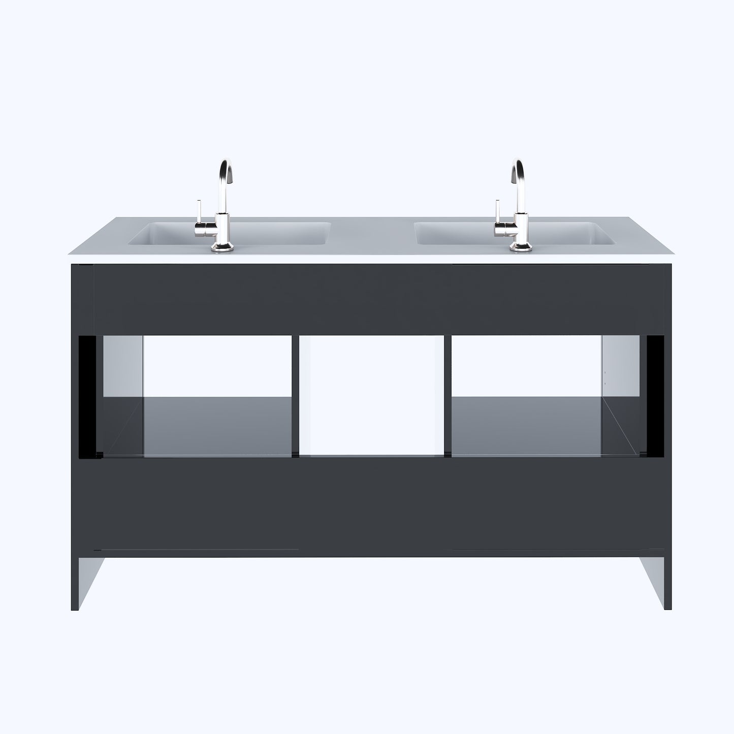 Boston 60" Double Sink Bathroom Vanity with Acrylic integrated counter top
