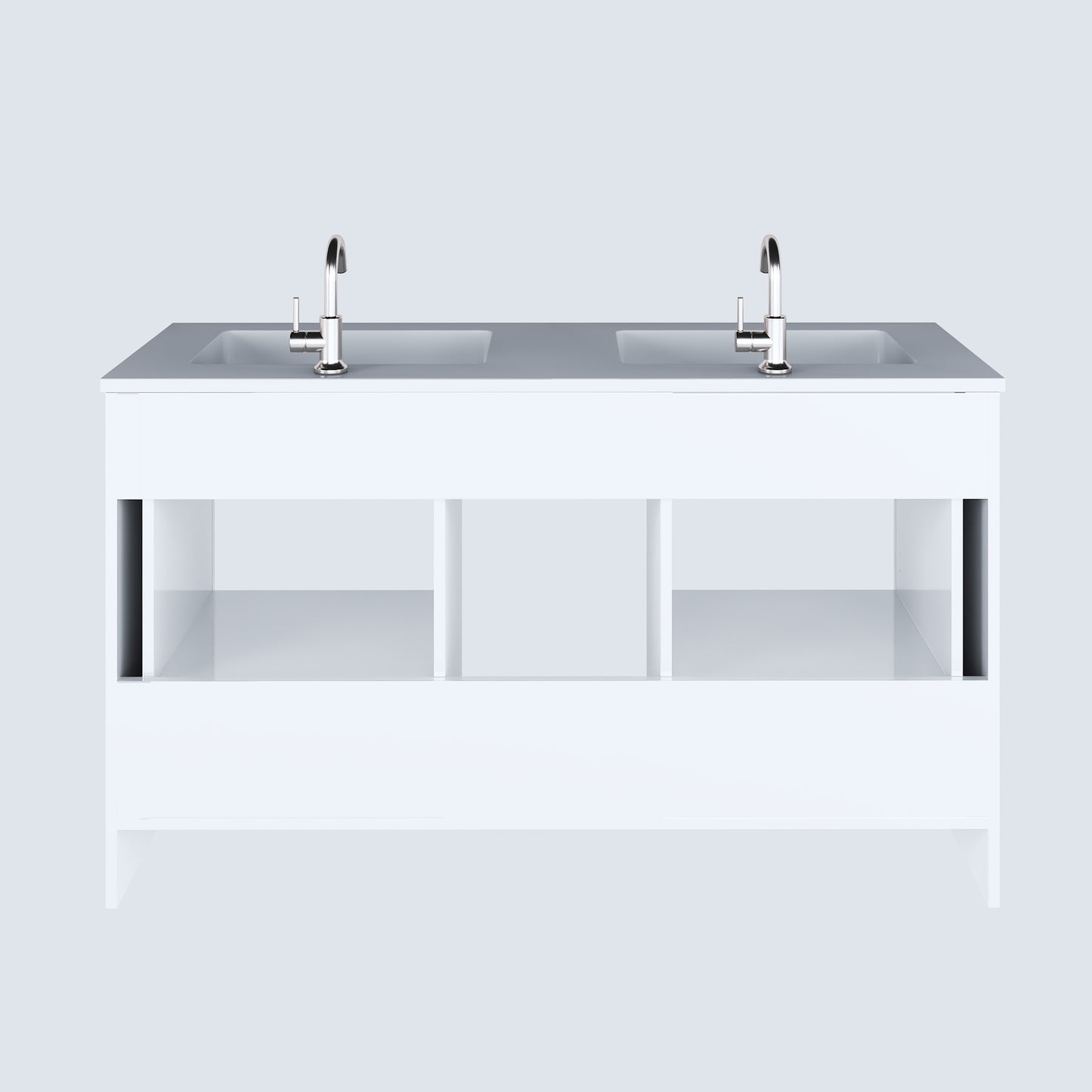 Boston 60" Double Sink Bathroom Vanity with Acrylic integrated counter top