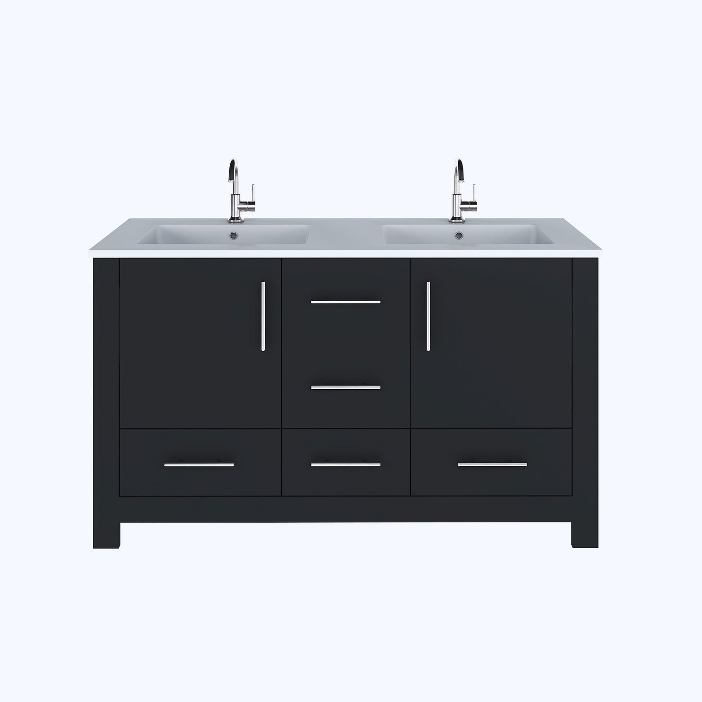 Boston 60" Double Sink Bathroom Vanity with Acrylic integrated counter top
