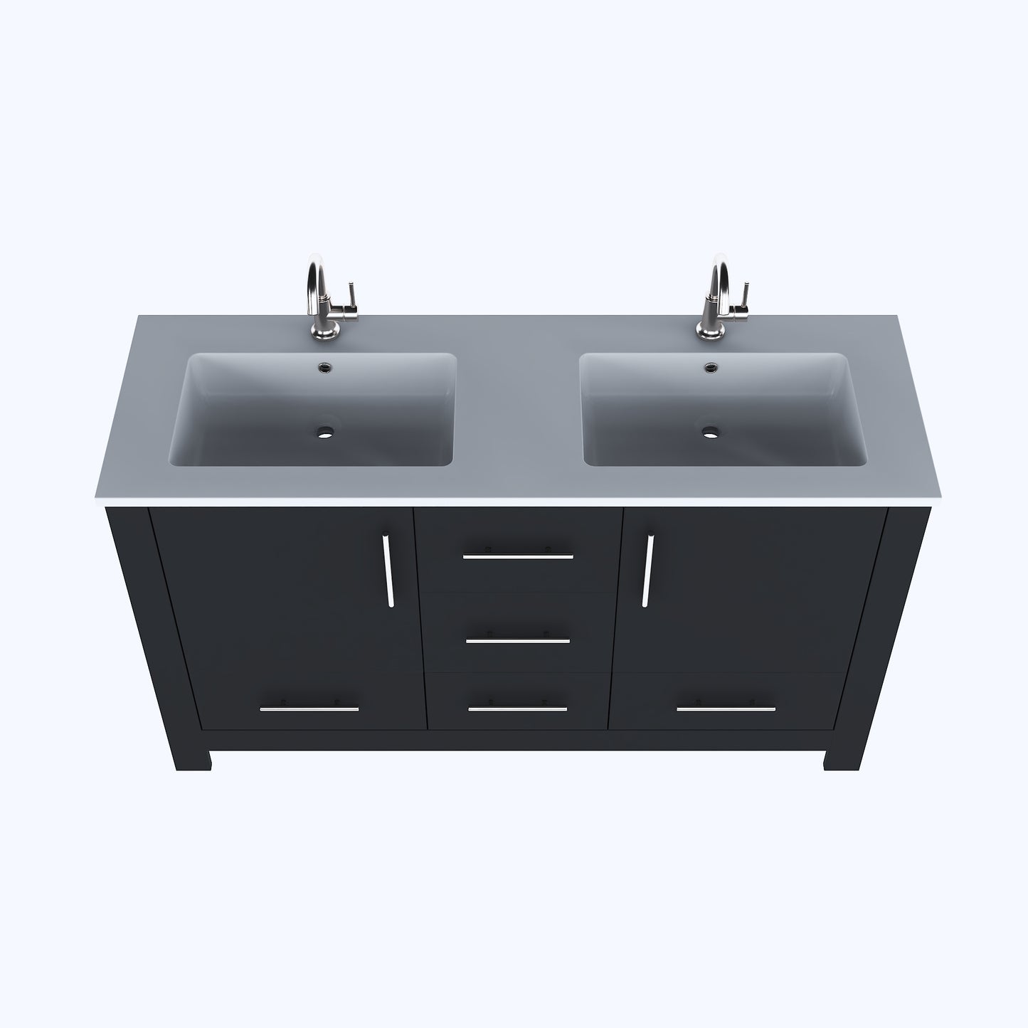 Boston 60" Double Sink Bathroom Vanity with Acrylic integrated counter top