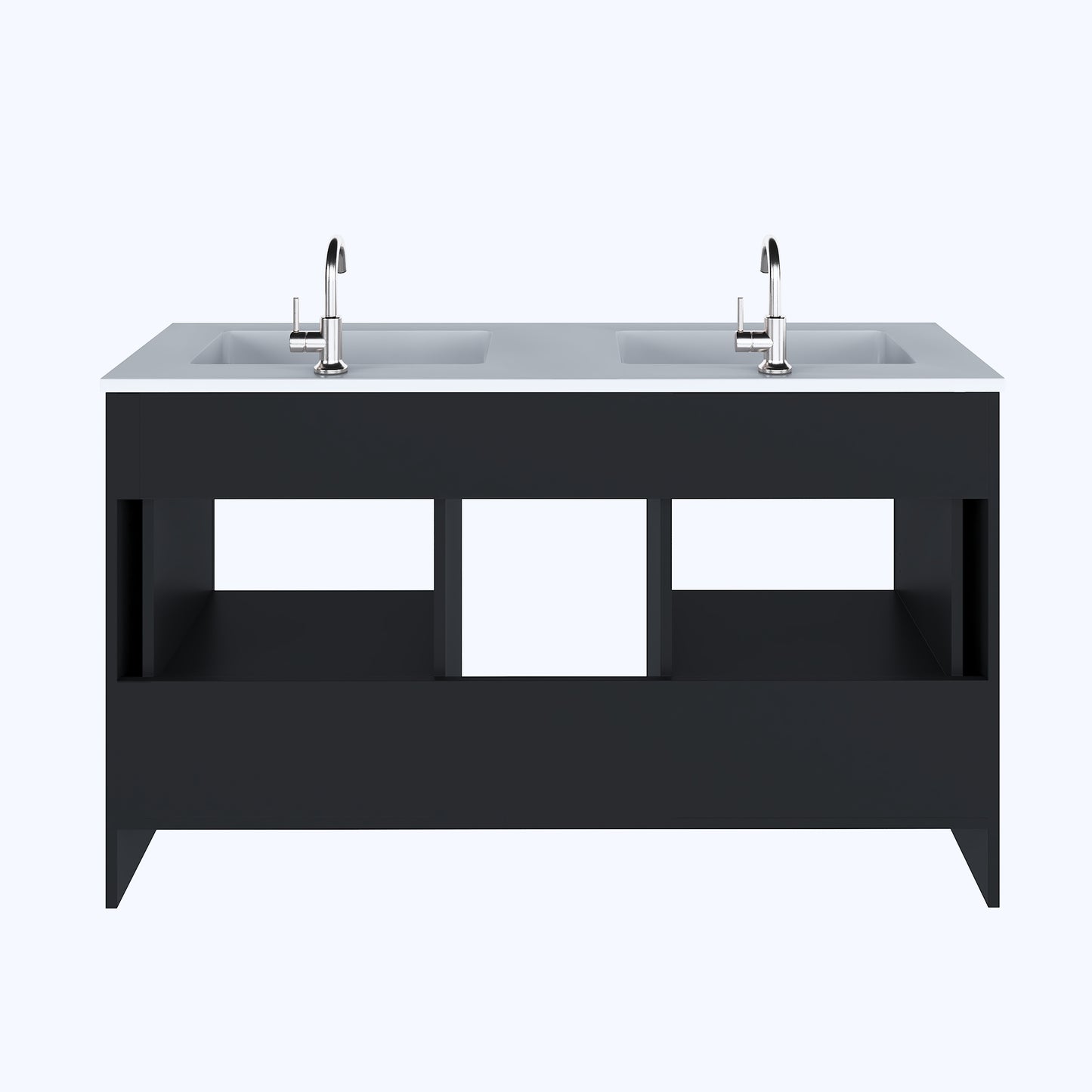 Boston 60" Double Sink Bathroom Vanity with Acrylic integrated counter top