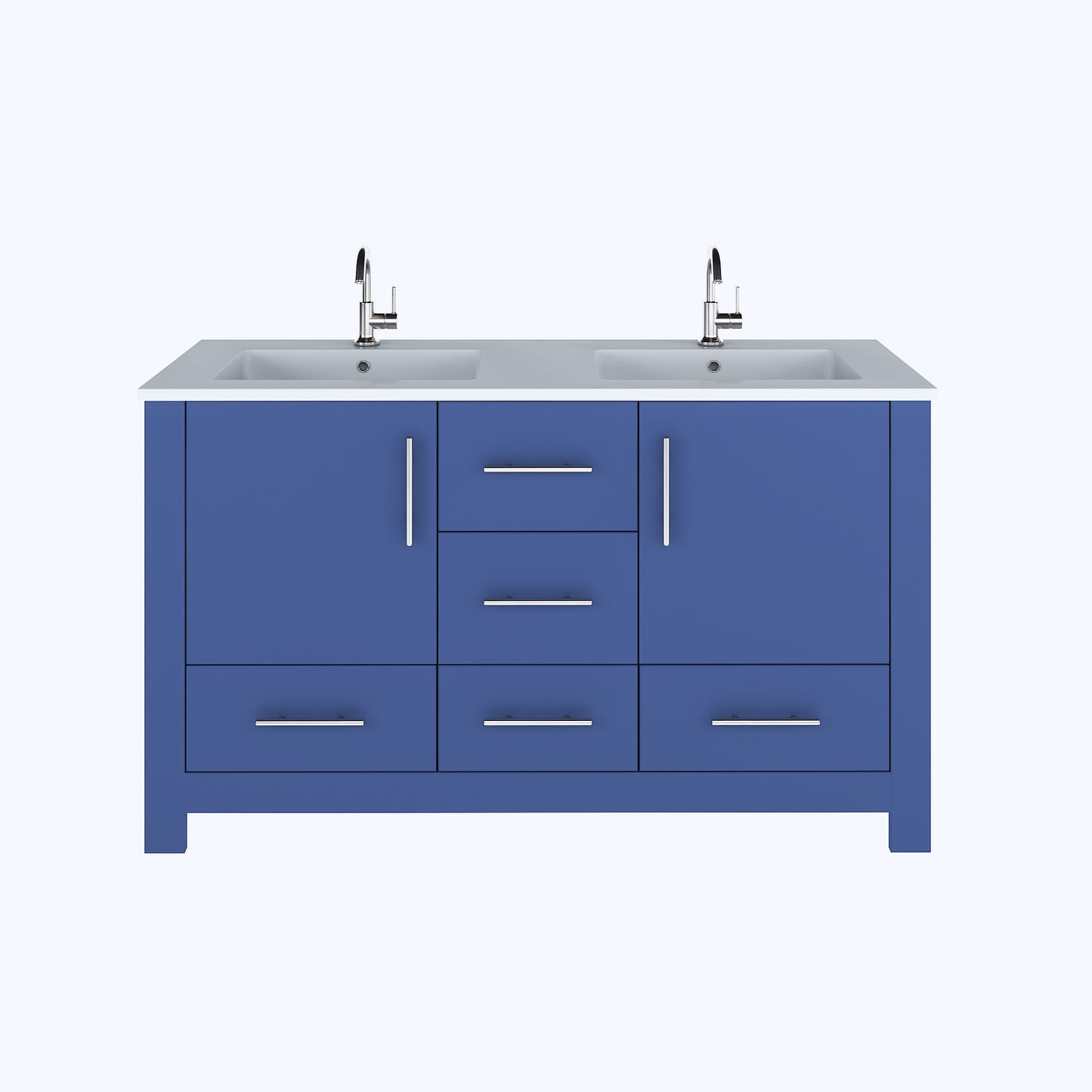 Boston 60" Double Sink Bathroom Vanity with Acrylic integrated counter top