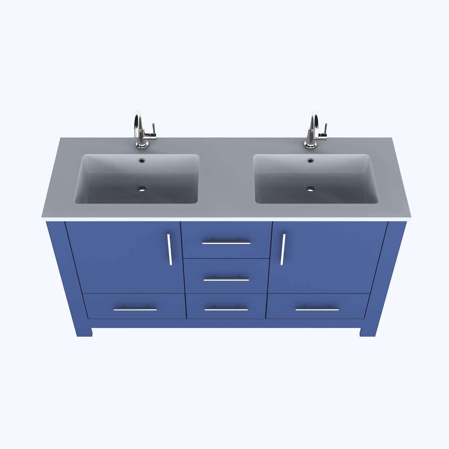 Boston 60" Double Sink Bathroom Vanity with Acrylic integrated counter top