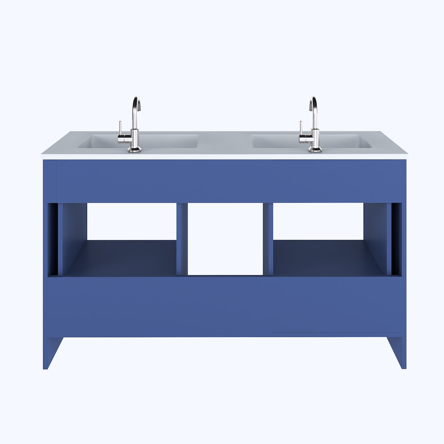 Boston 60" Double Sink Bathroom Vanity with Acrylic integrated counter top