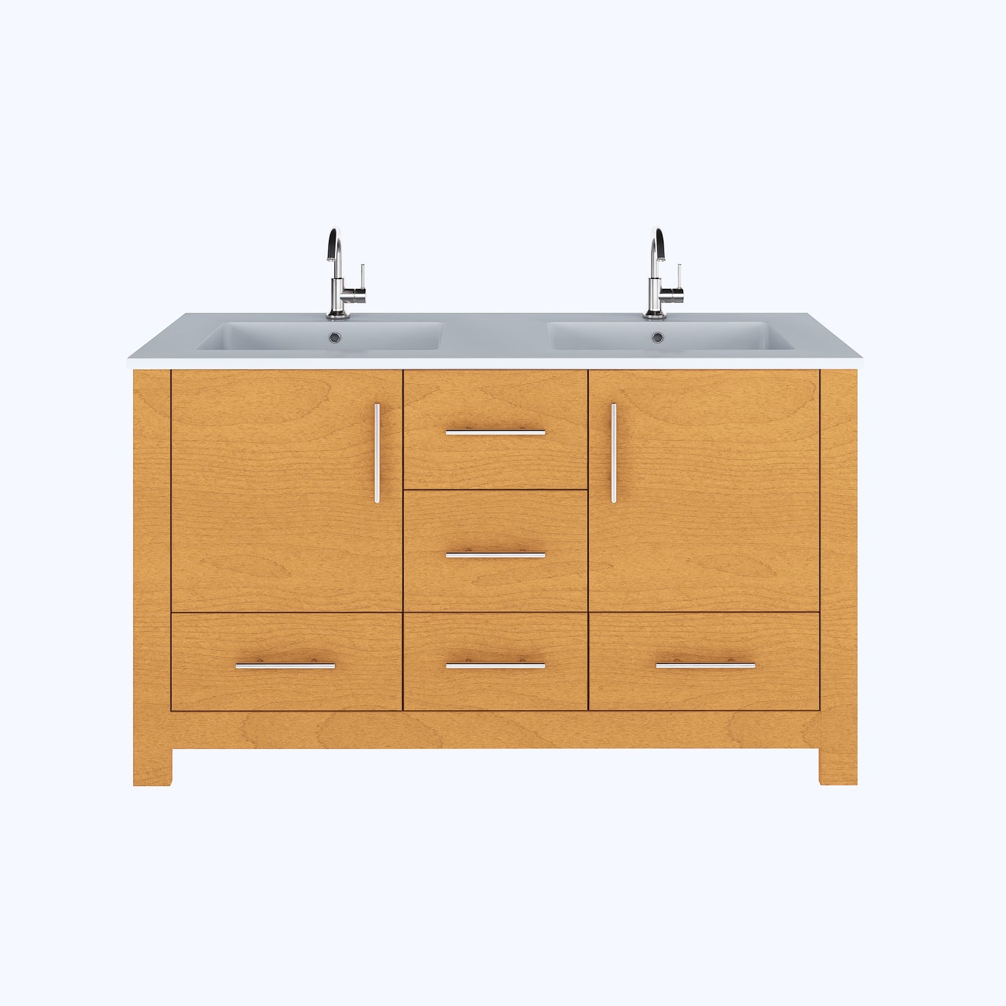 Boston 60" Double Sink Bathroom Vanity with Acrylic integrated counter top