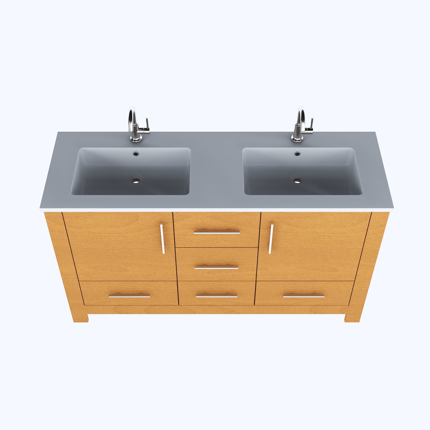 Boston 60" Double Sink Bathroom Vanity with Acrylic integrated counter top