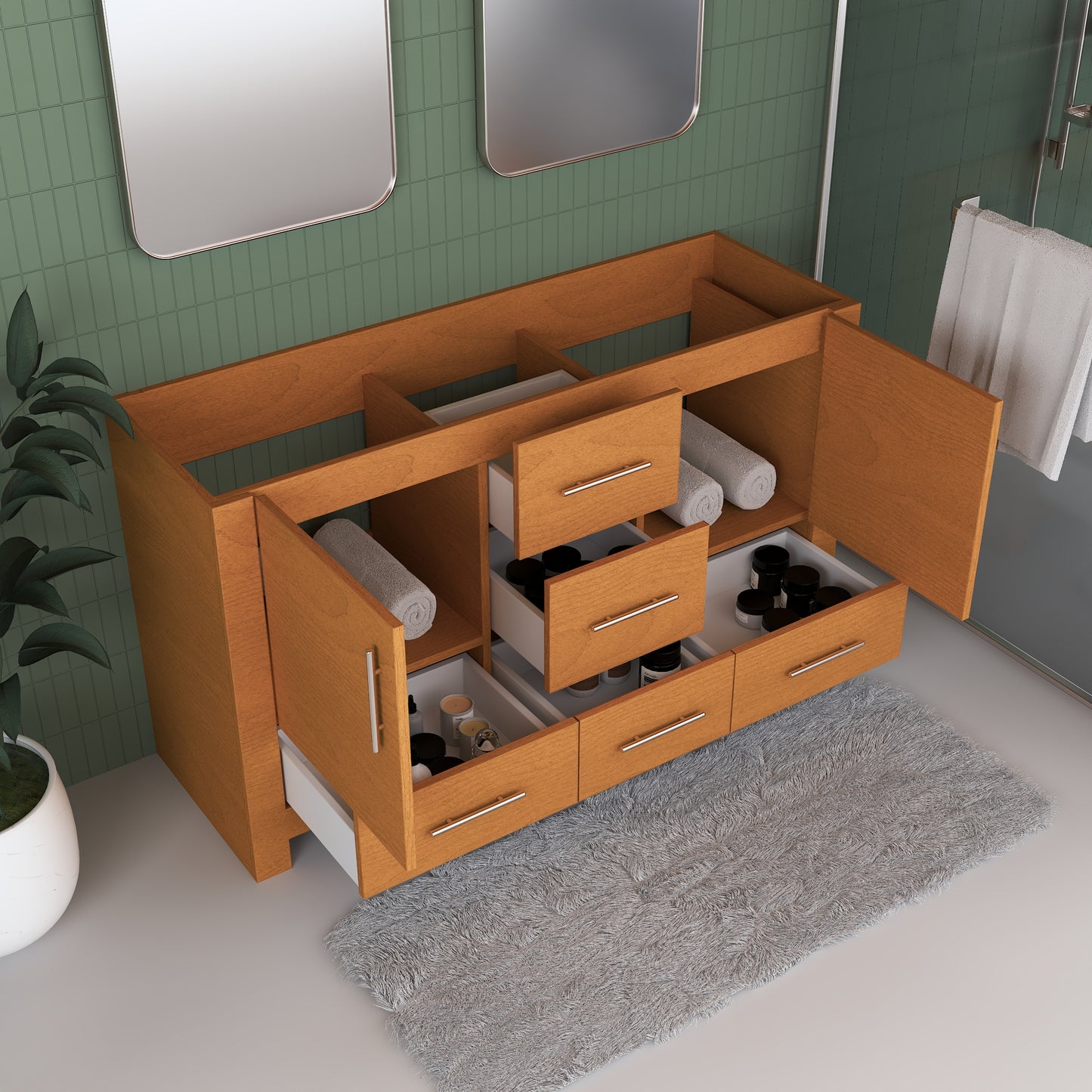 Boston 60" Double Sink Bathroom Vanity Cabinet Only