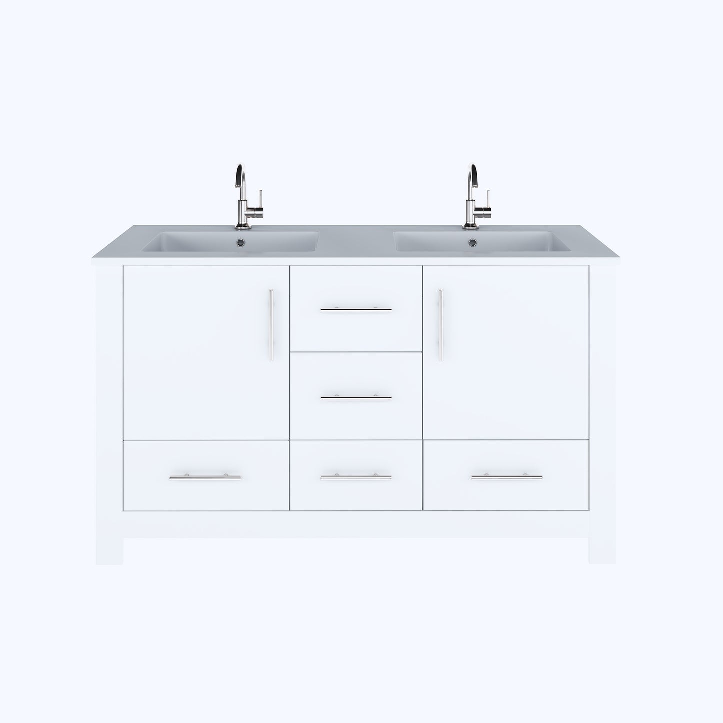 Boston 60" Double Sink Bathroom Vanity with Acrylic integrated counter top
