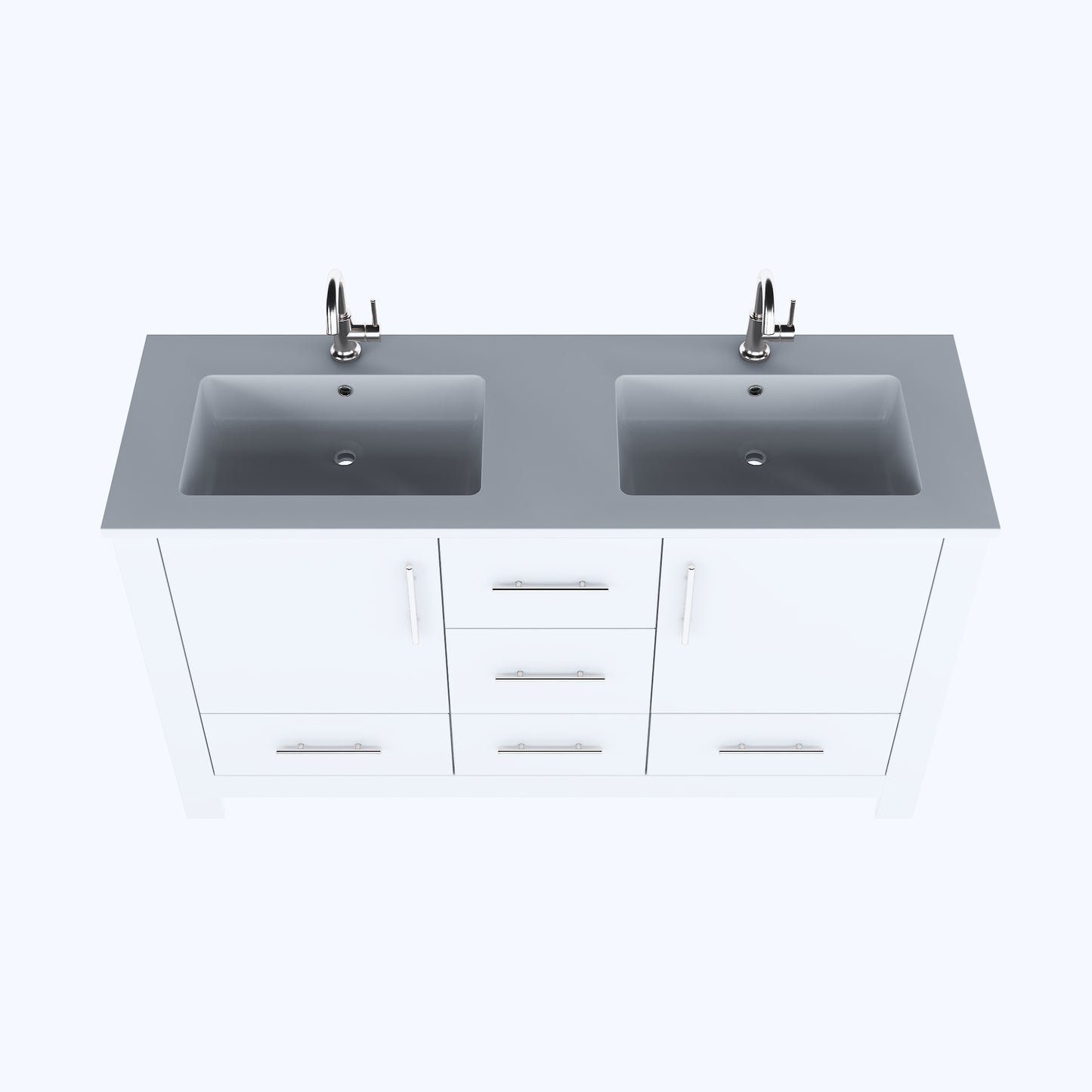 Boston 60" Double Sink Bathroom Vanity with Acrylic integrated counter top