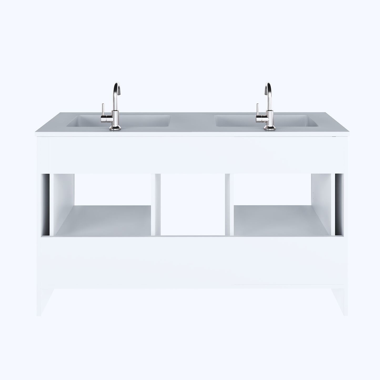 Boston 60" Double Sink Bathroom Vanity with Acrylic integrated counter top