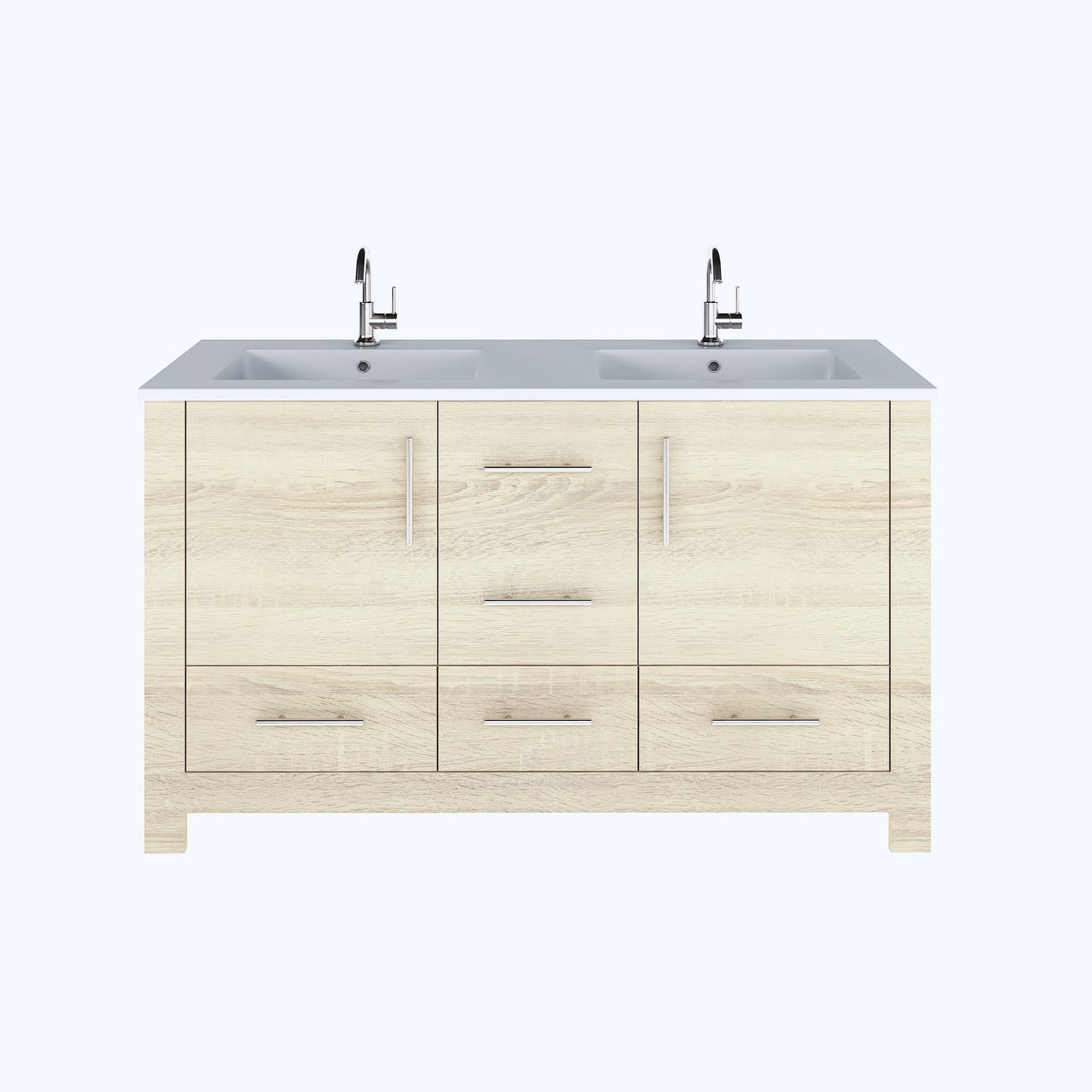 Boston 60" Double Sink Bathroom Vanity with Acrylic integrated counter top