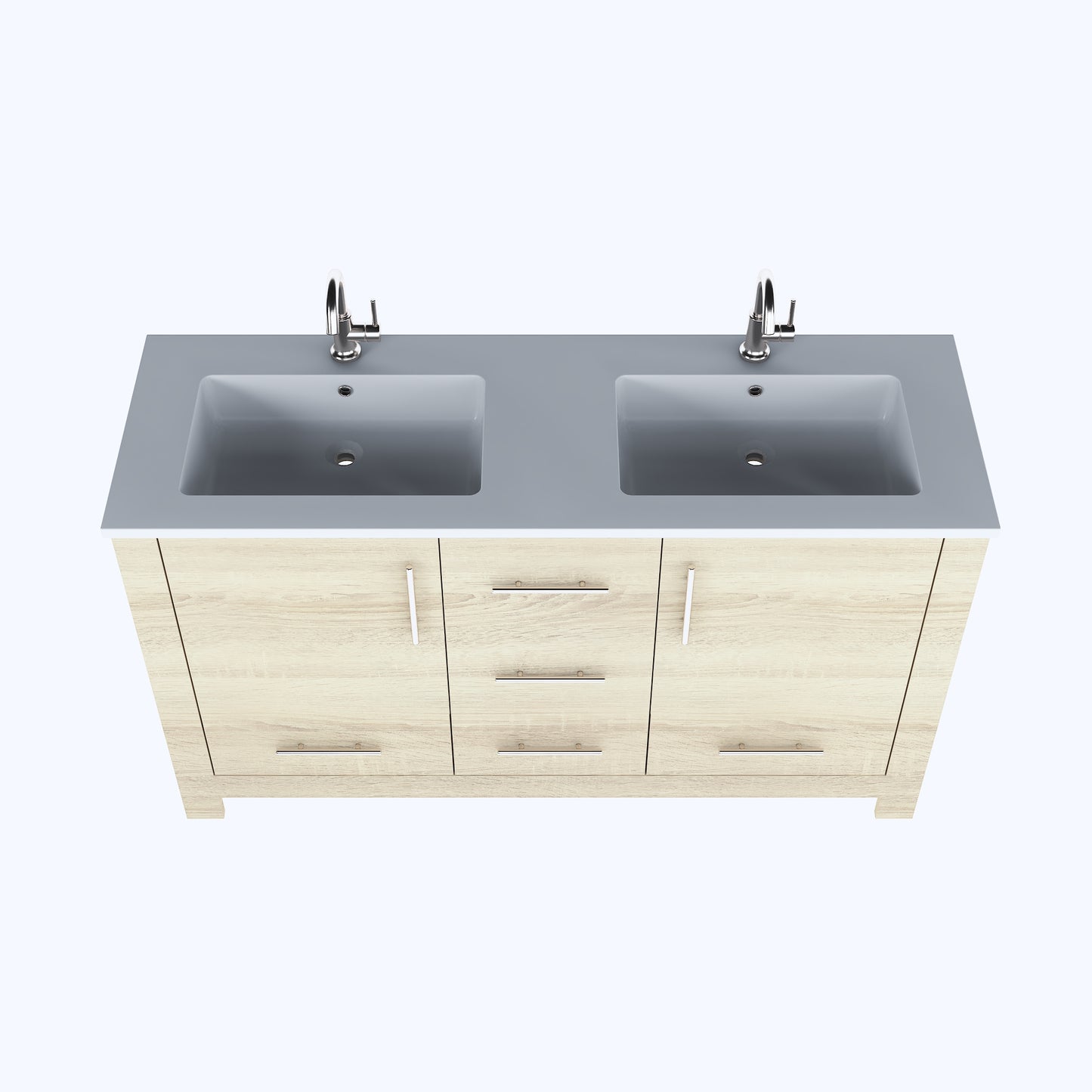 Boston 60" Double Sink Bathroom Vanity with Acrylic integrated counter top