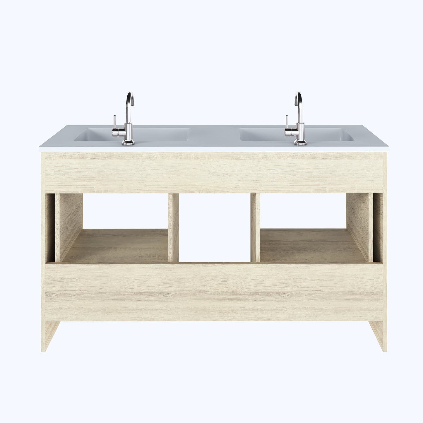Boston 60" Double Sink Bathroom Vanity with Acrylic integrated counter top