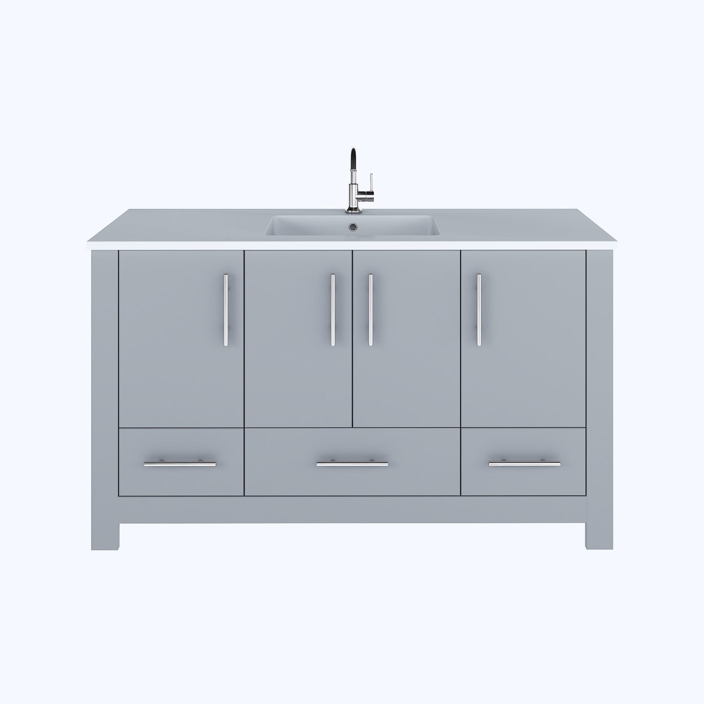 Boston 60" Single Sink Bathroom Vanity with Acrylic integrated counter top