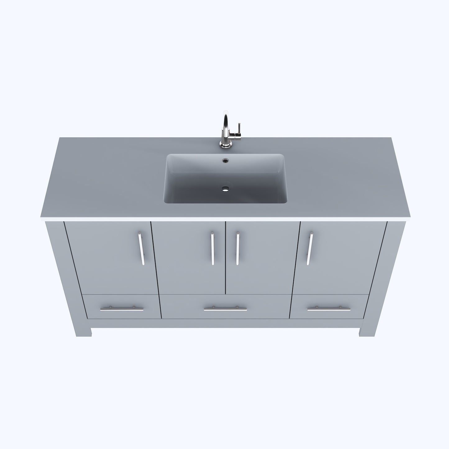 Boston 60" Single Sink Bathroom Vanity with Acrylic integrated counter top
