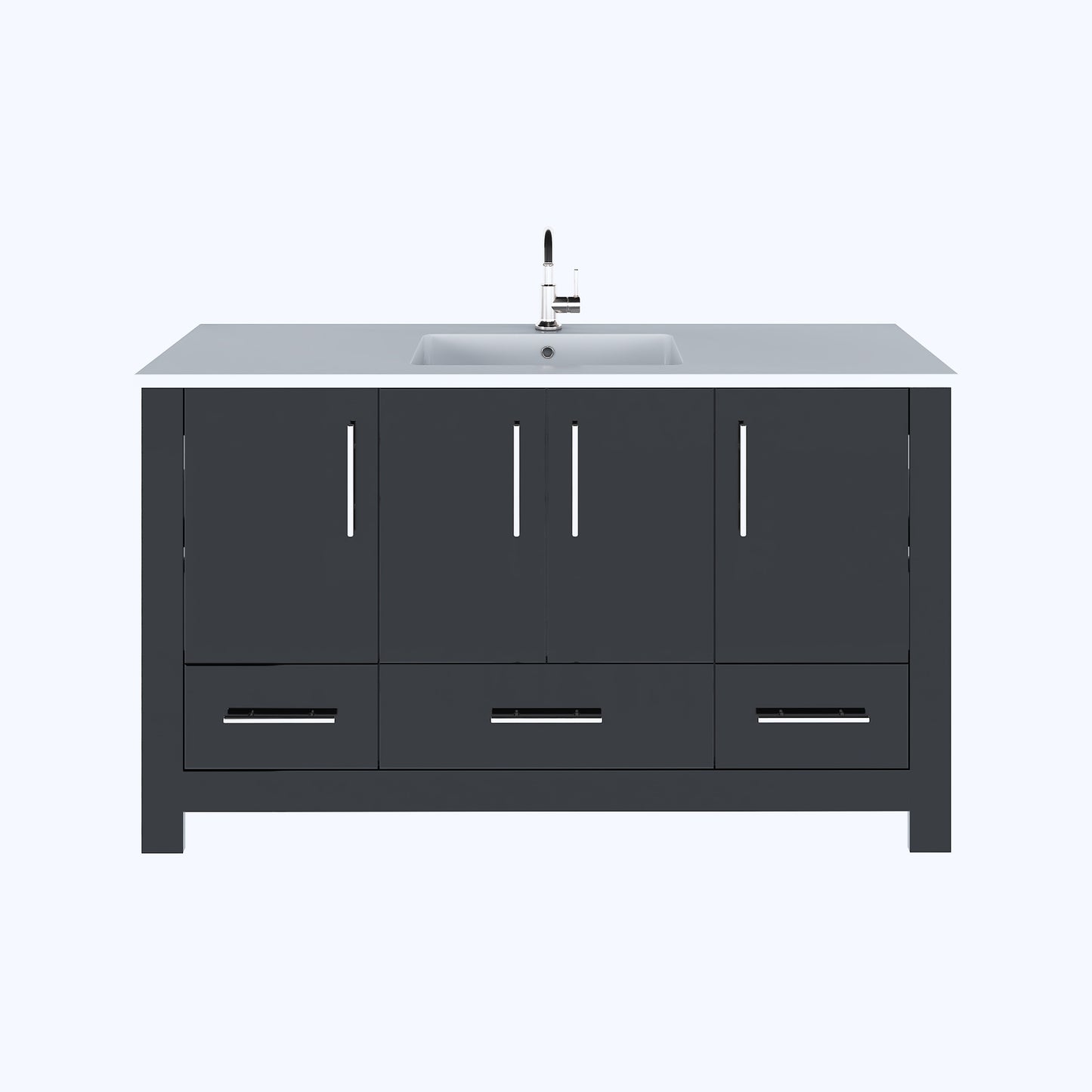 Boston 60" Single Sink Bathroom Vanity with Acrylic integrated counter top