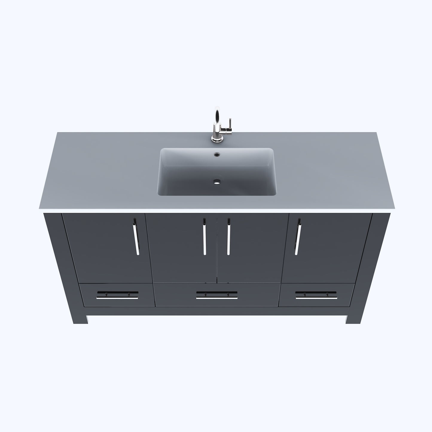 Boston 60" Single Sink Bathroom Vanity with Acrylic integrated counter top