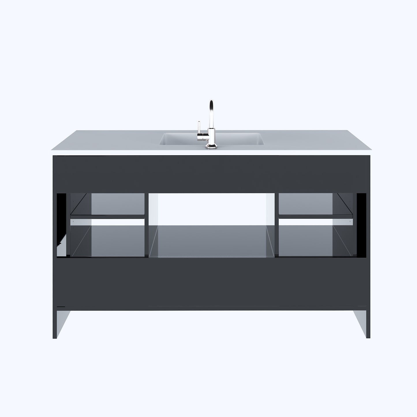Boston 60" Single Sink Bathroom Vanity with Acrylic integrated counter top