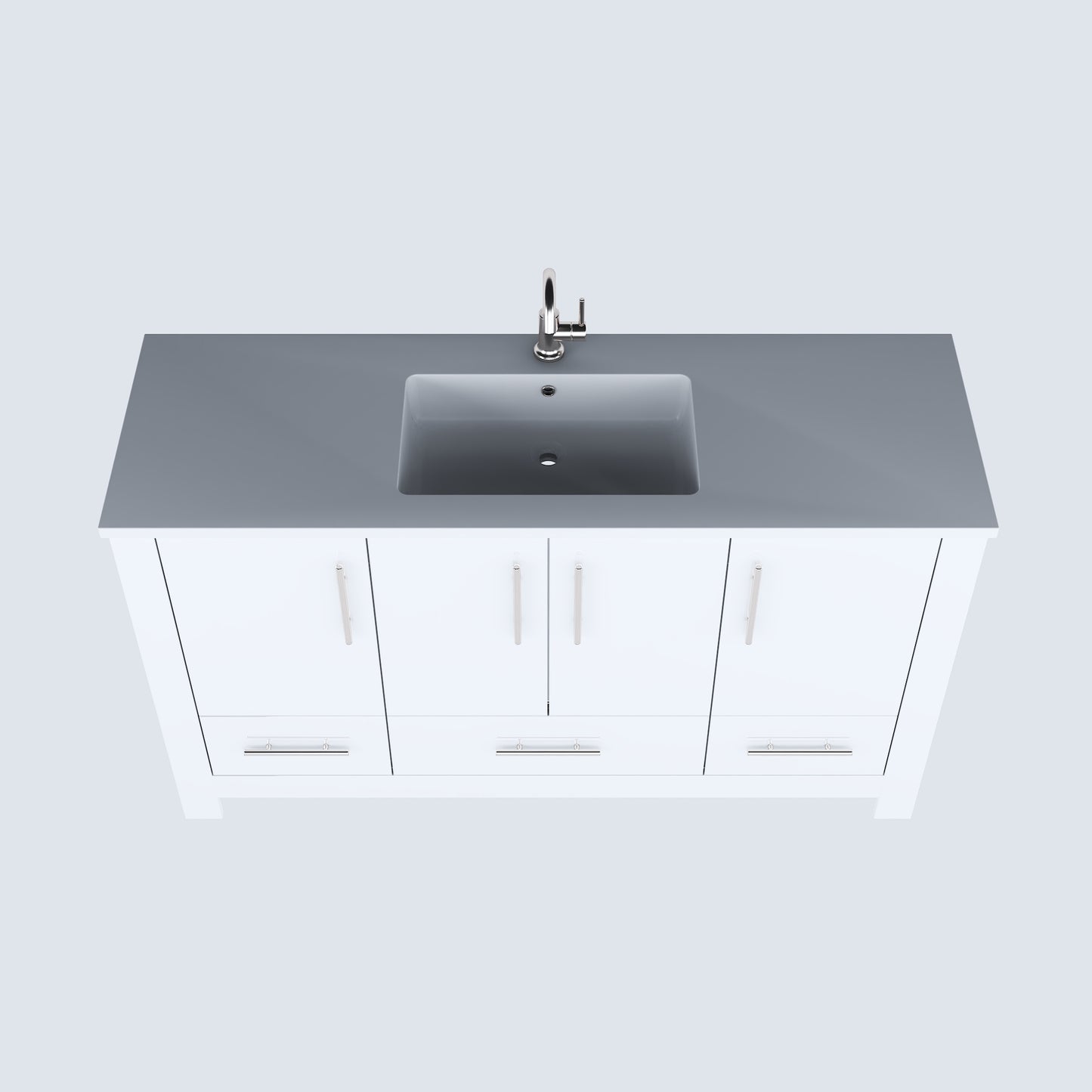 Boston 60" Single Sink Bathroom Vanity with Acrylic integrated counter top