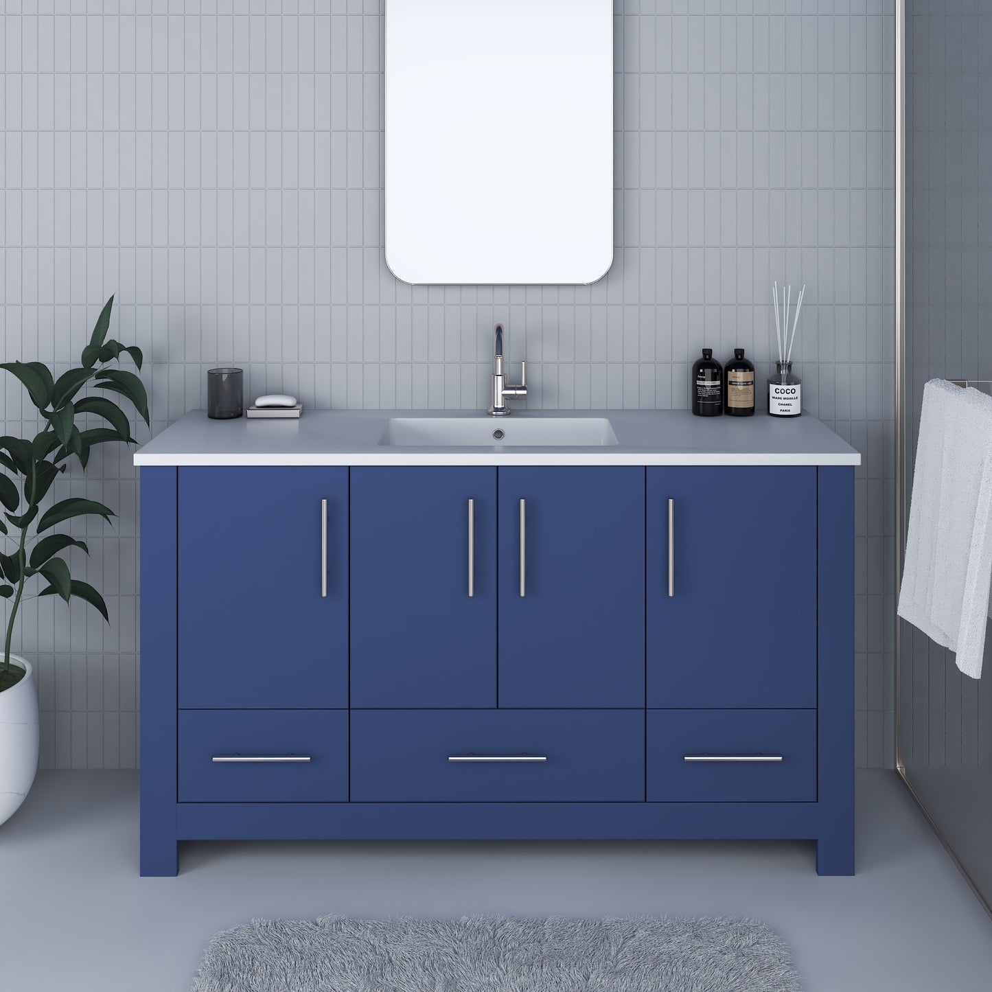Boston 60" Single Sink Bathroom Vanity with Acrylic integrated counter top